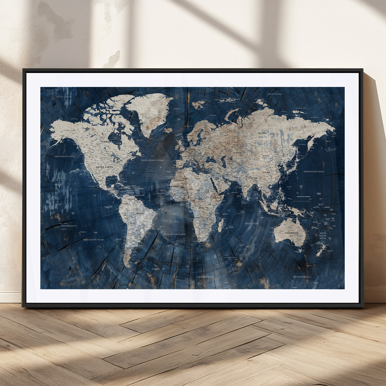 MGC-FP-36x24 - Push Pin World Map Canvas Print – Framed Wall Art for Couples to Track Their Travels – Anniversary