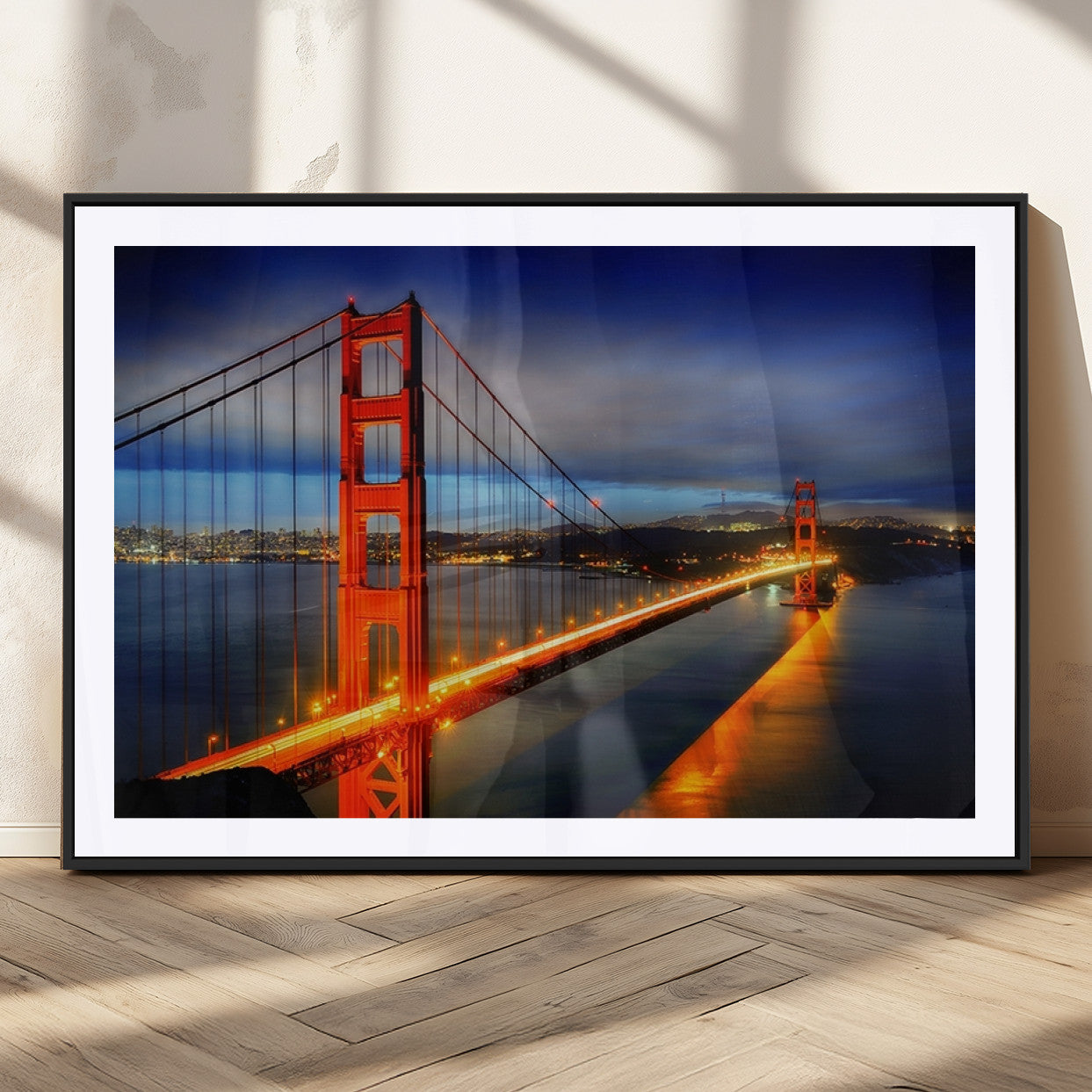 MGC-FP-36x24 - Large Wall Art San Francisco Canvas Print - Wonderful Golden Gate Bridge at Twilight