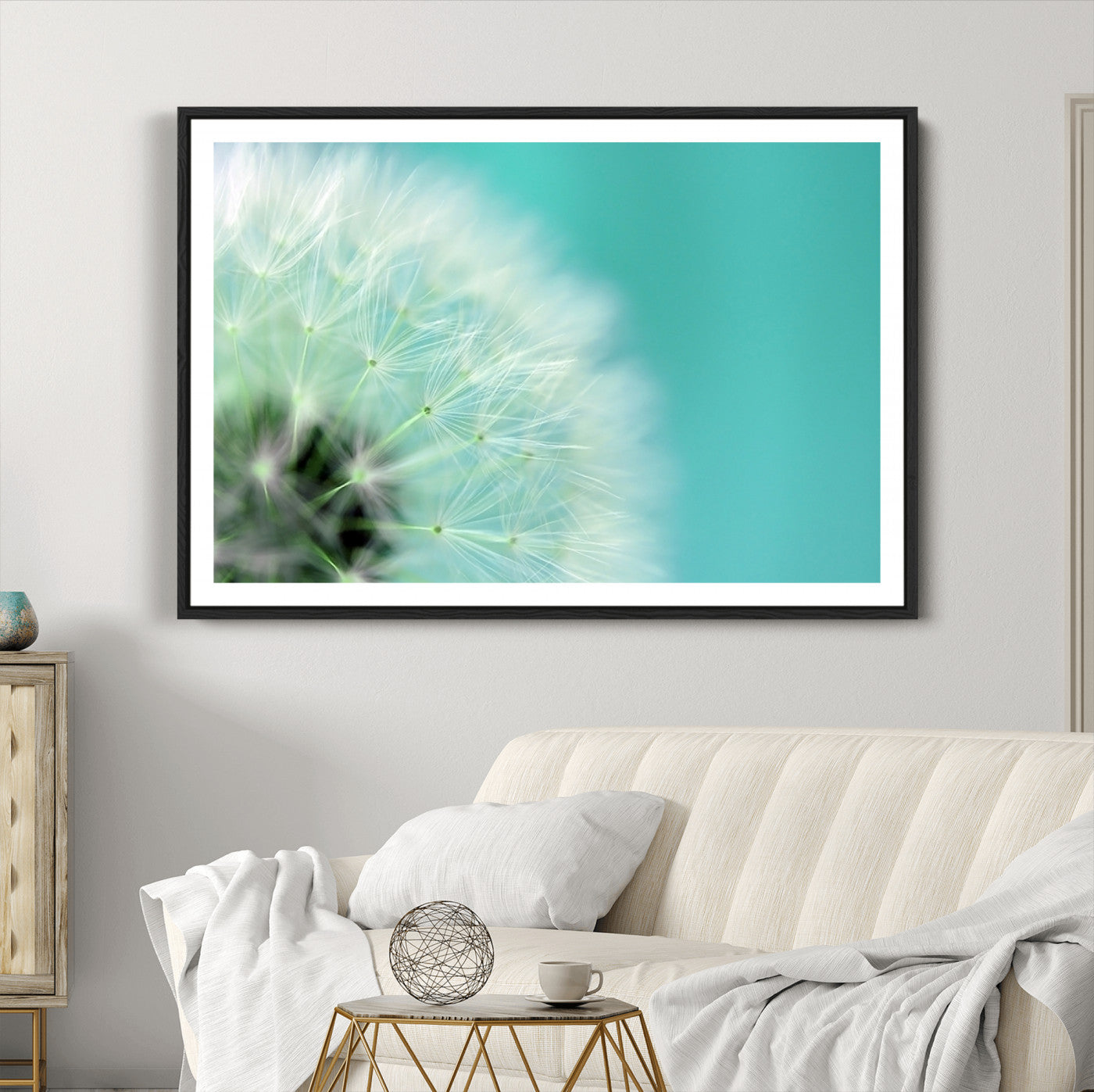 26056-MGC-FP-36x24_Black-DANDELION Flower Wall Art Canvas Print, Canvas Dandelion Floral Wall Art