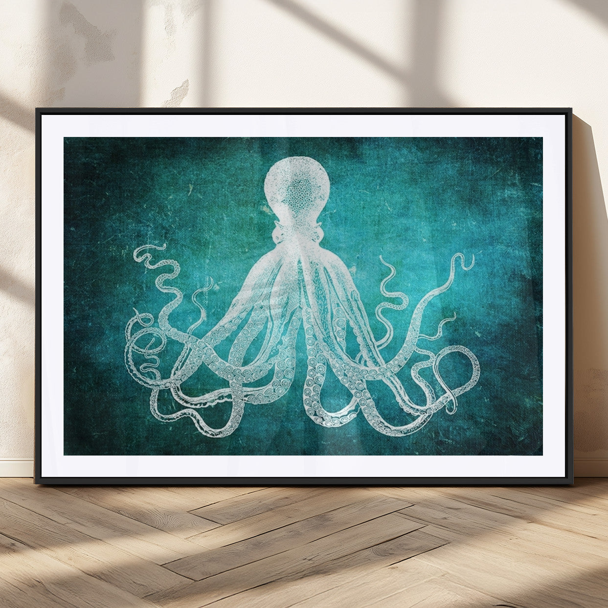 MGC-FP-36x24 - Green Octopus Abstract Wall Art Canvas Print