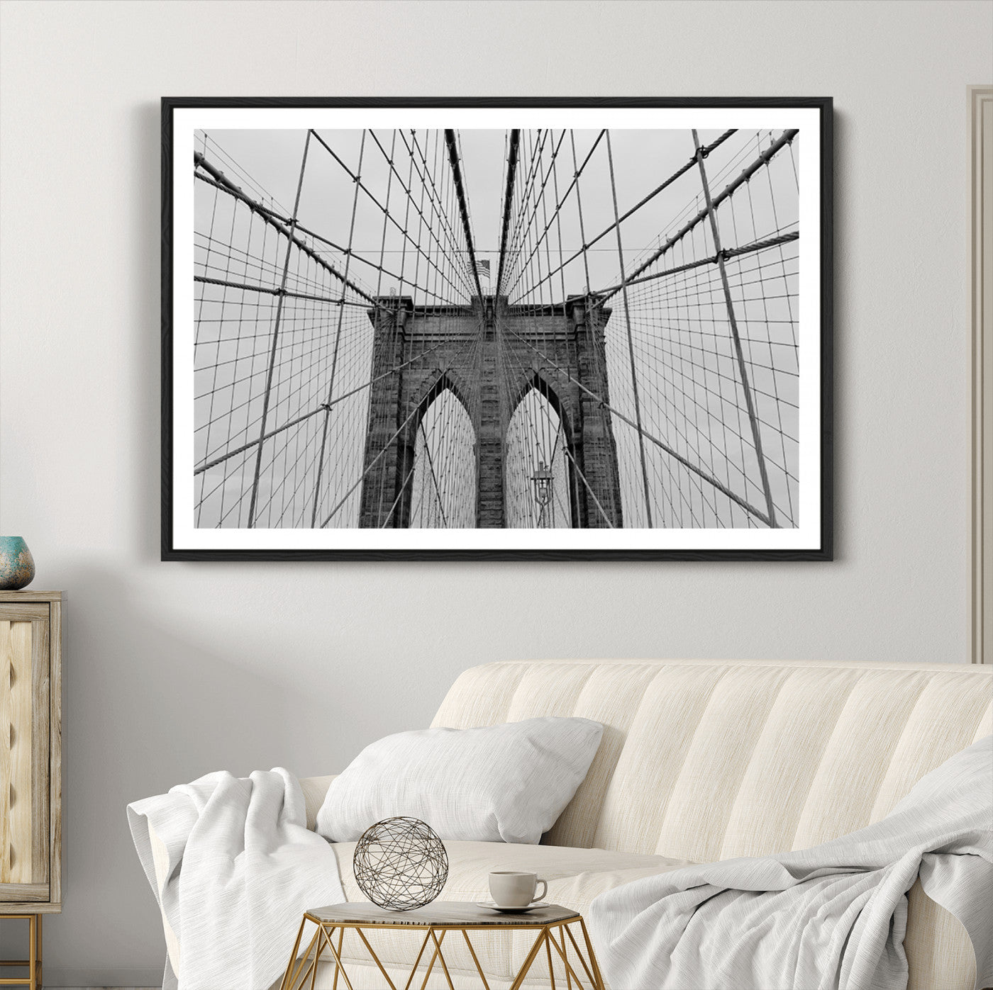 31341-MGC-FP-36x24_Black-Large Brooklyn Bridge Wall Art Canvas Print
