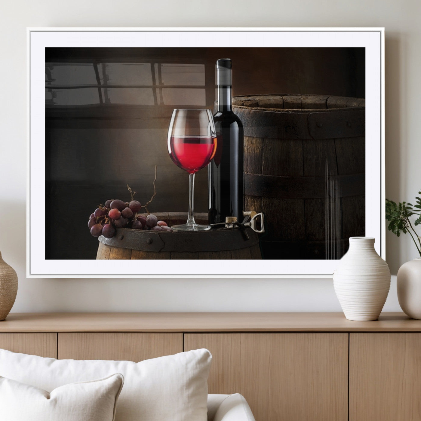 MGC-FP-36x24 - Red Wine and Bottle Canvas Print