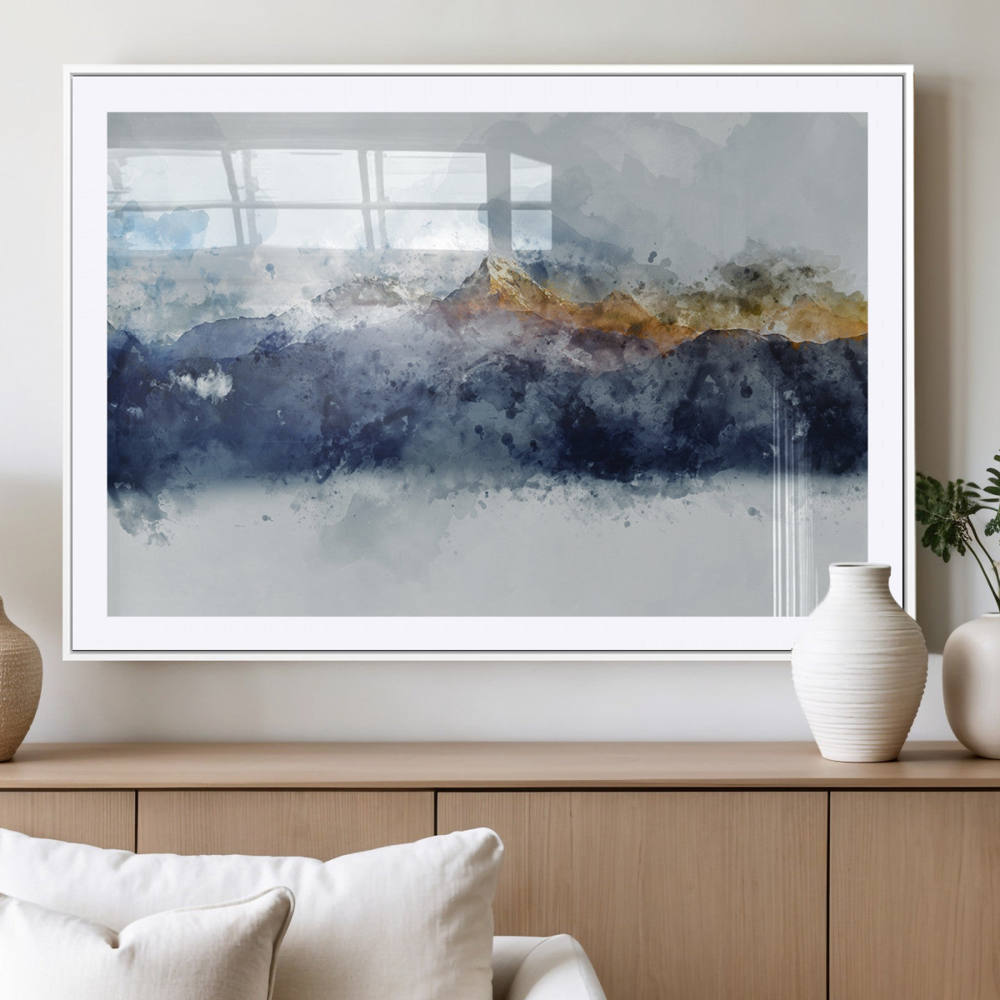 89149-MGV-CV-36X24-Abstract Mountain Range Art Canvas Print | 3 Panel Watercolor Landscape for Living Room, Office, or Bedroom | Large Ready-to-Hang Artwork