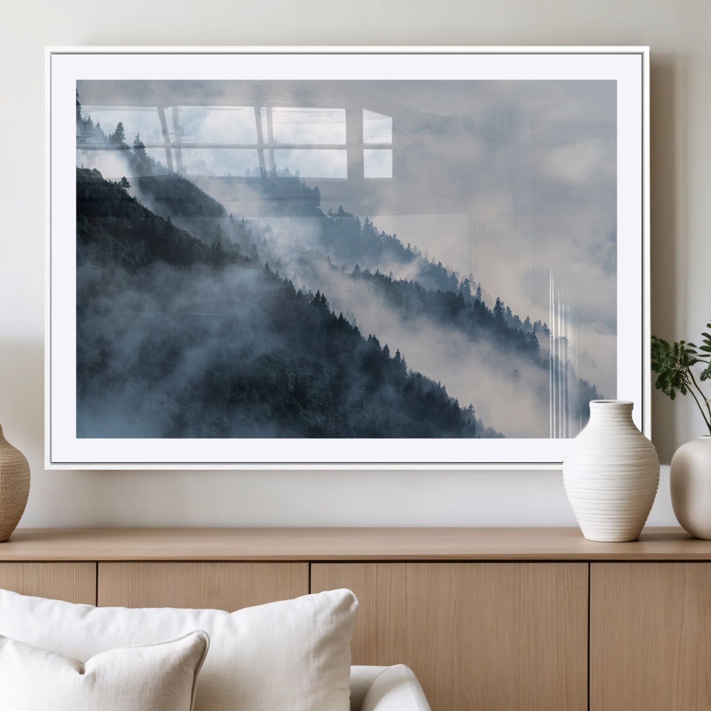 MGC-FP-36x24 - Foggy Forest Wall Art Canvas Print – Misty Mountain Landscape Decor – Ready to Hang Nature-Inspired