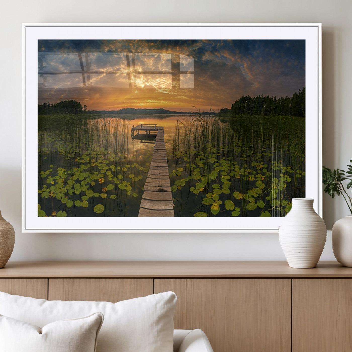 MGC-FP-36x24 - Lake and Flower Wall Art Canvas Print