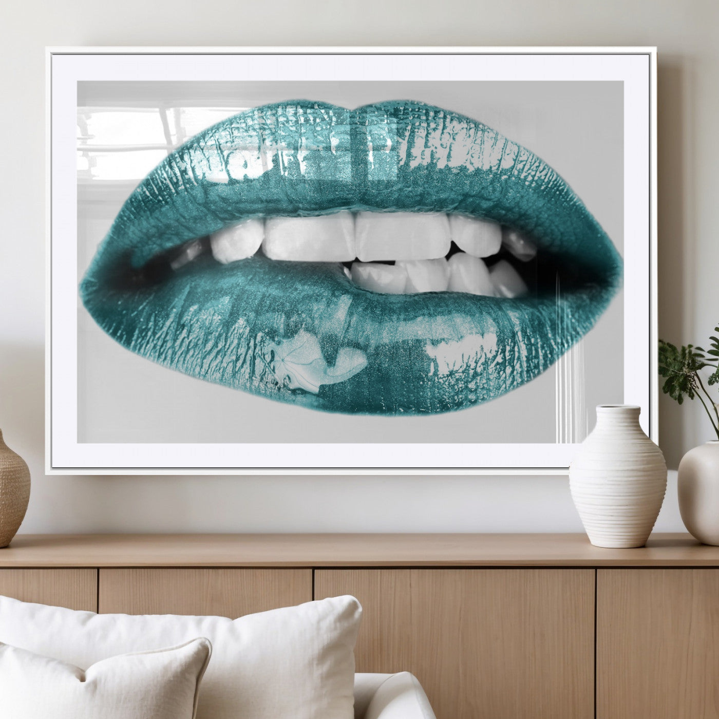 MGC-FP-36x24 - Blue Lips Wall Art Canvas Print