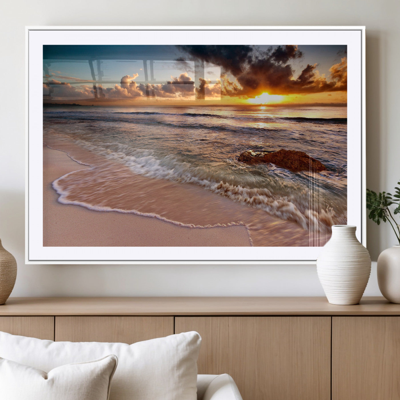 MGC-FP-36x24 - Sunset on Ocean Wall Art Canvas Print