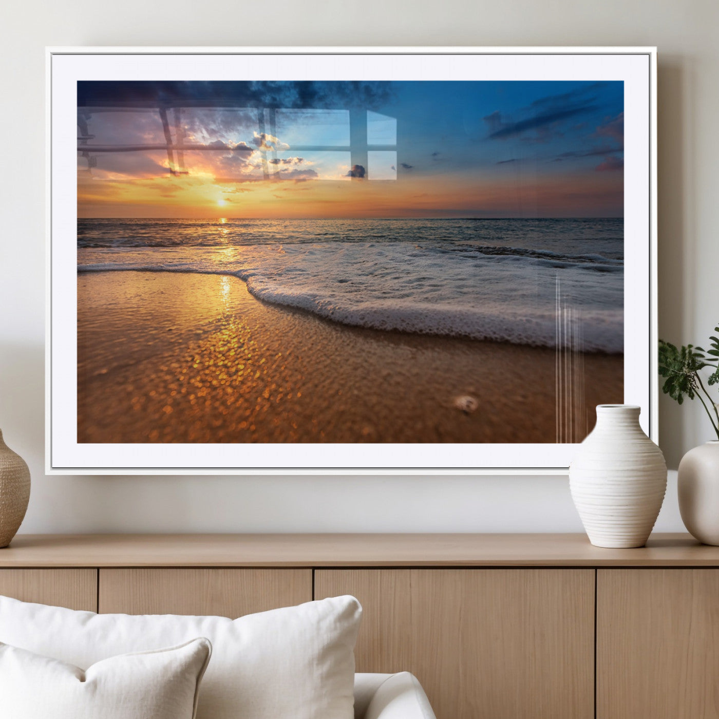 MGC-FP-36x24 - Sunset and Beach at Night Wall Art Canvas Print
