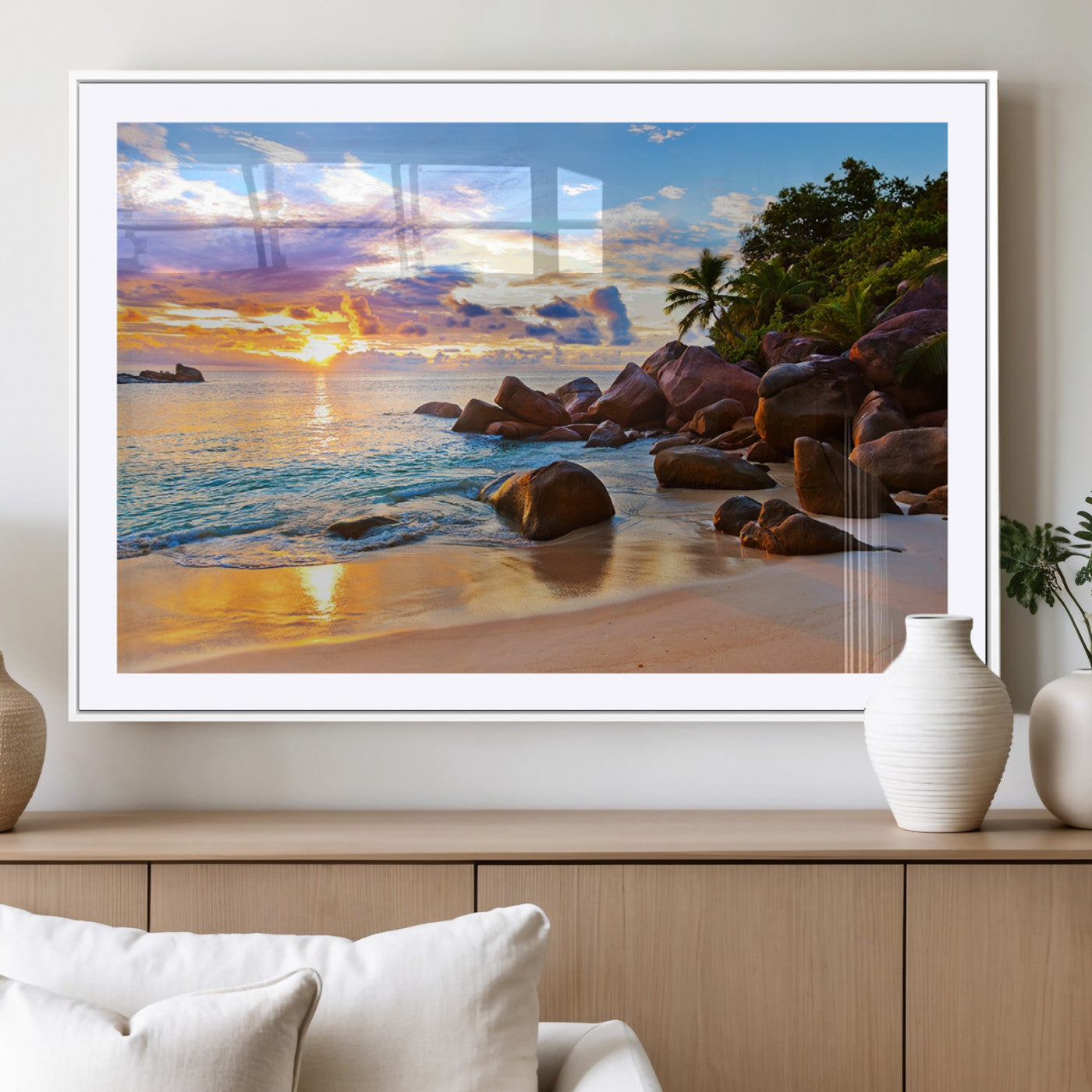 MGC-FP-36x24 - Tropical Island Beach Sunset Canvas Print