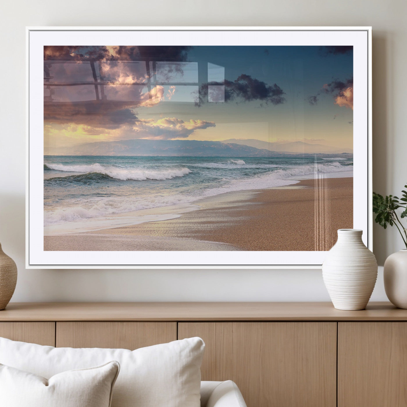 MGC-FP-36x24 - Cloudy Weather Beach Sunset Canvas Print | Sunrise Wall Art Canvas Print