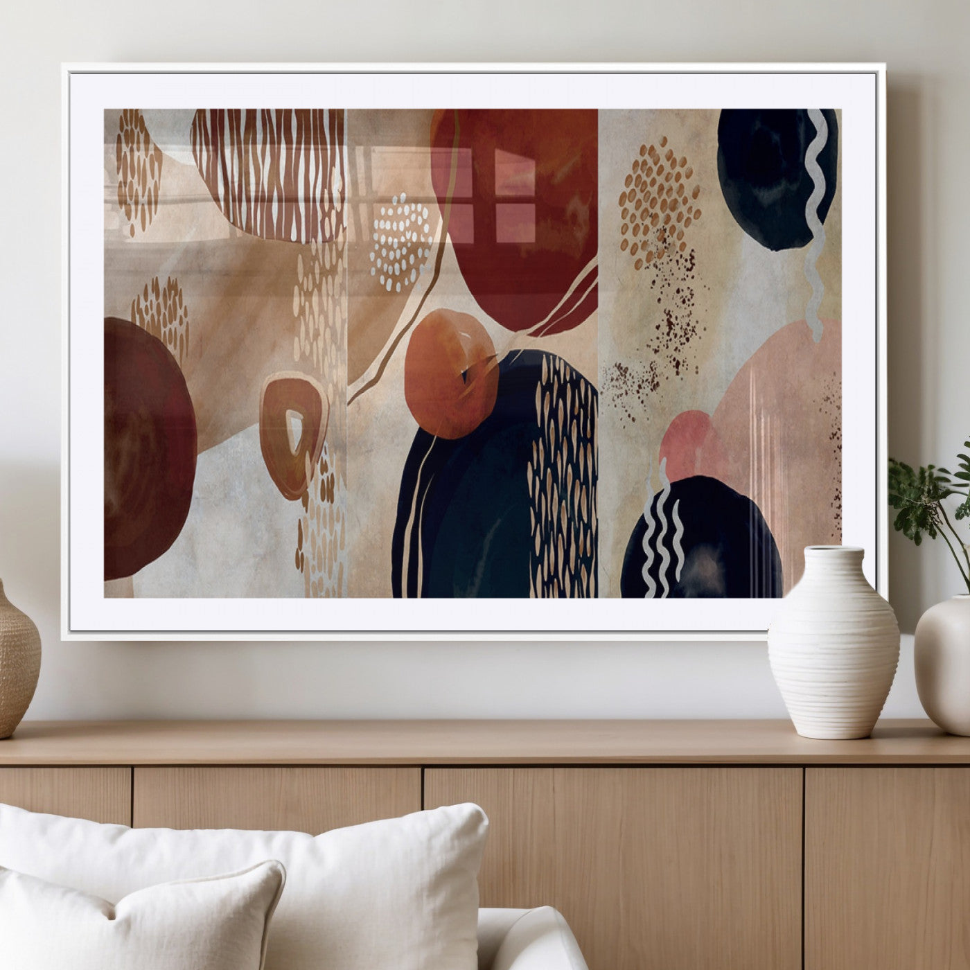MGC-FP-36x24 - Boho Wall Art Canvas Print Set Mid-Century Prints Bohemian Wall Artwork Prints Boho Neutral