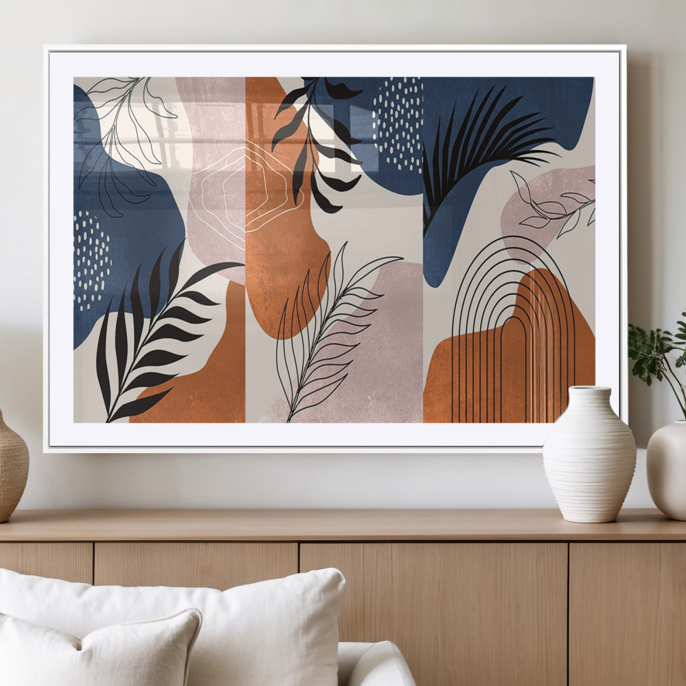 MGC-FP-36x24 - Boho Wall Art Canvas Print Set Mid-Century Prints Bohemian Wall Artwork Prints Boho Neutral,