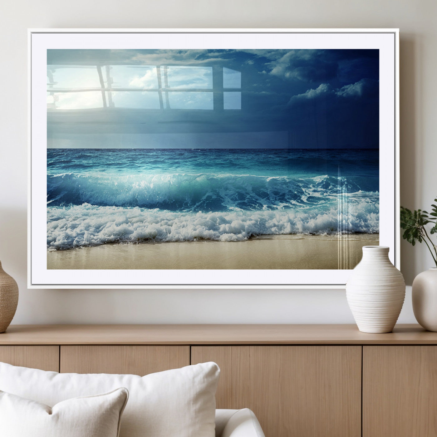 MGC-FP-36x24 - Majestic Ocean Wave Wall Art Canvas | 3 Panel Large Seascape Print for Living Room, Bedroom, Office