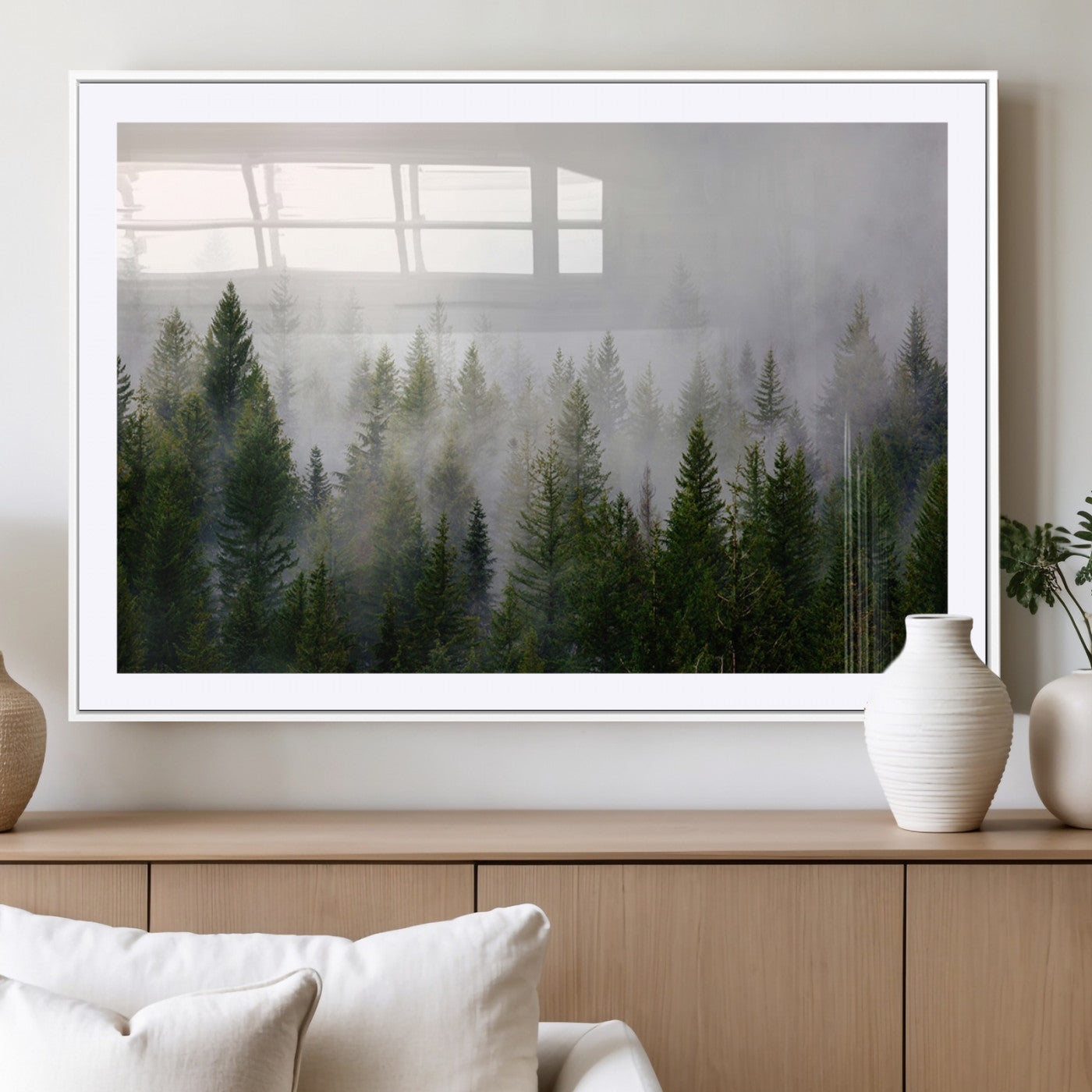MGC-FP-36x24 - Forest Wall Art Canvas Print | Foggy Forest Wall Art | Pine Wood Forest Print