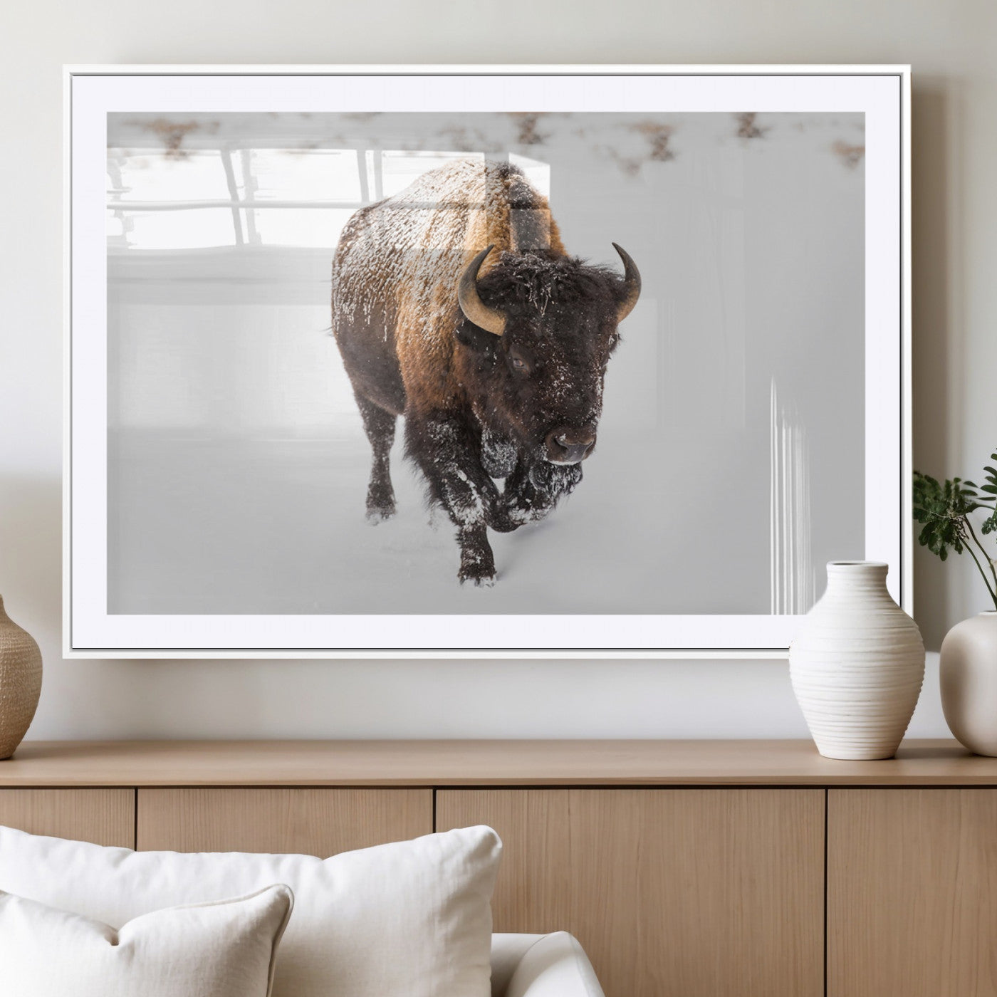 MGC-FP-36x24 - Bison Winter Wall Art Canvas Print For Farmhouse Decor