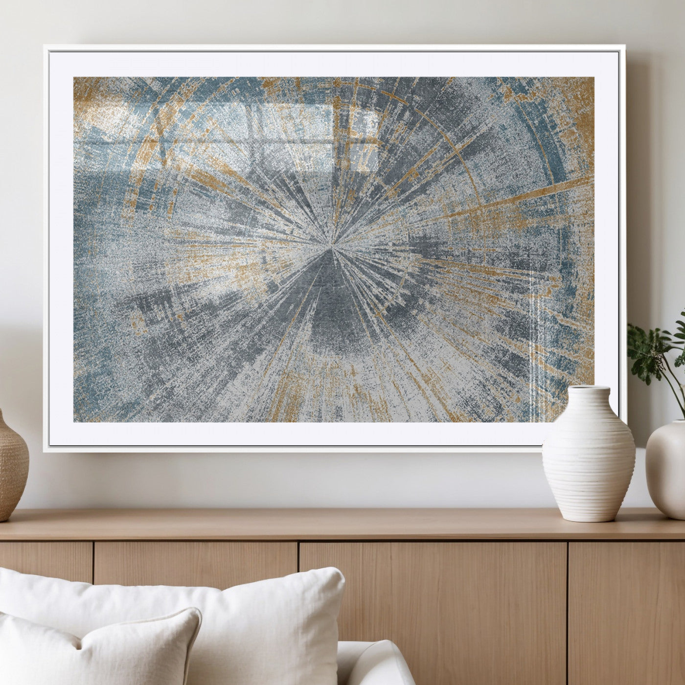 -Radiant Abstract Wood Rings Canvas Art – Modern Triptych Wall Decor for Living Room or Farmhouse