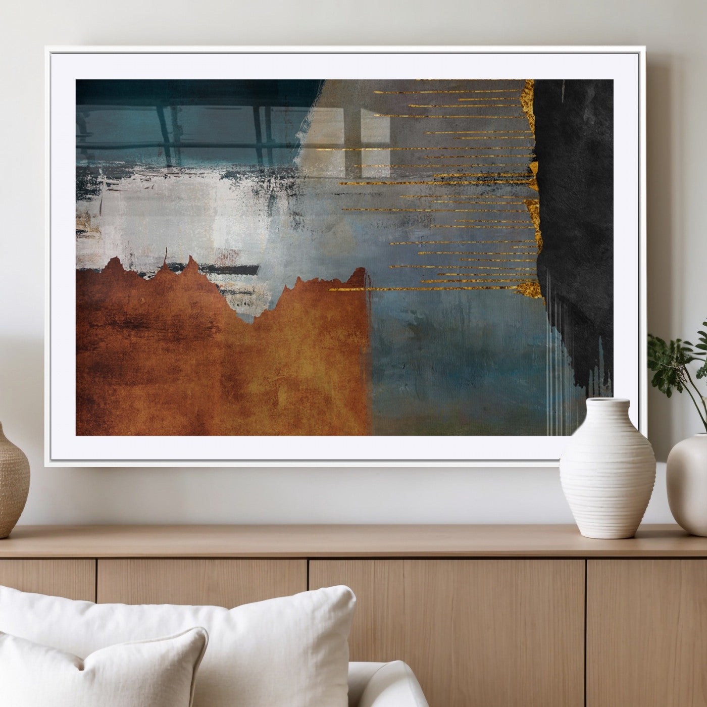 MGC-FP-36x24 - Modern Abstract Canvas Art Canvas Print - Framed and Ready to Hang Artwork for Contemporary Living