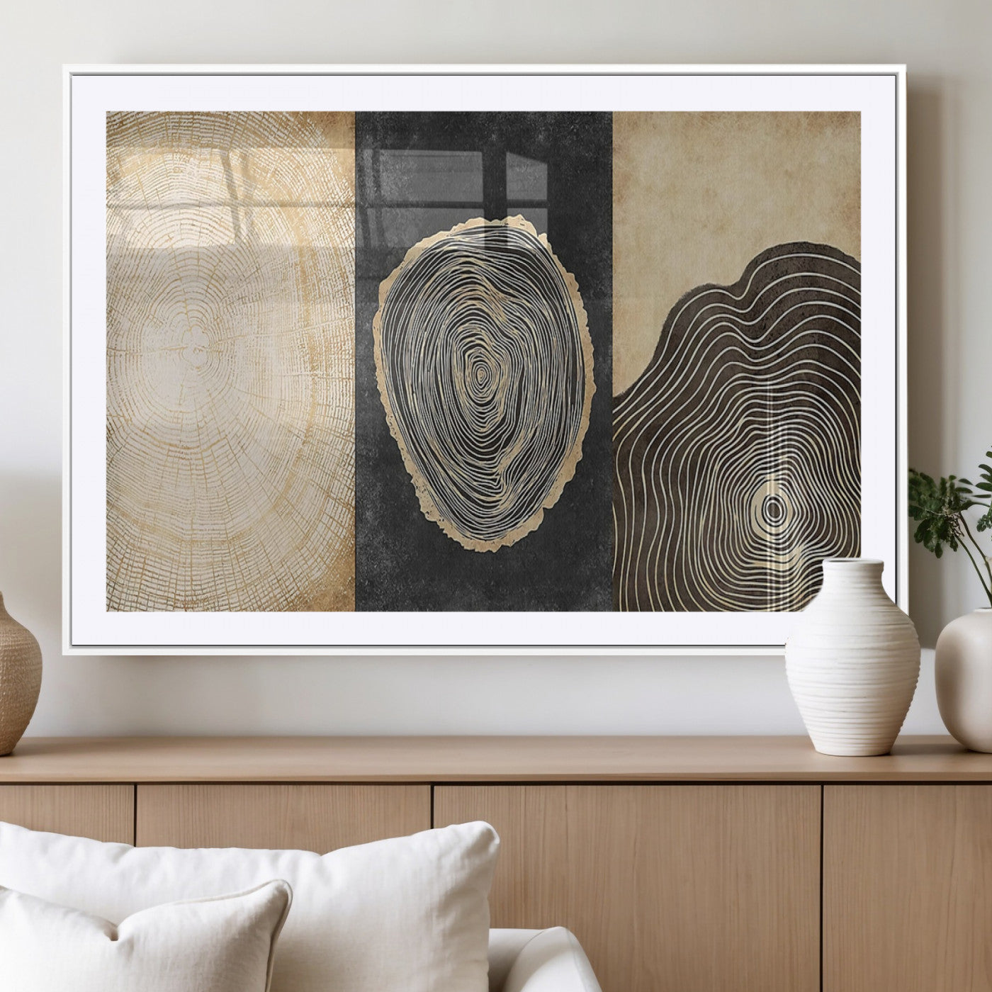 MGC-FP-36x24 - Tree Rings Canvas Wall Art Print – Minimalist Natural History in Modern Decor - Minimalist Boho Wall