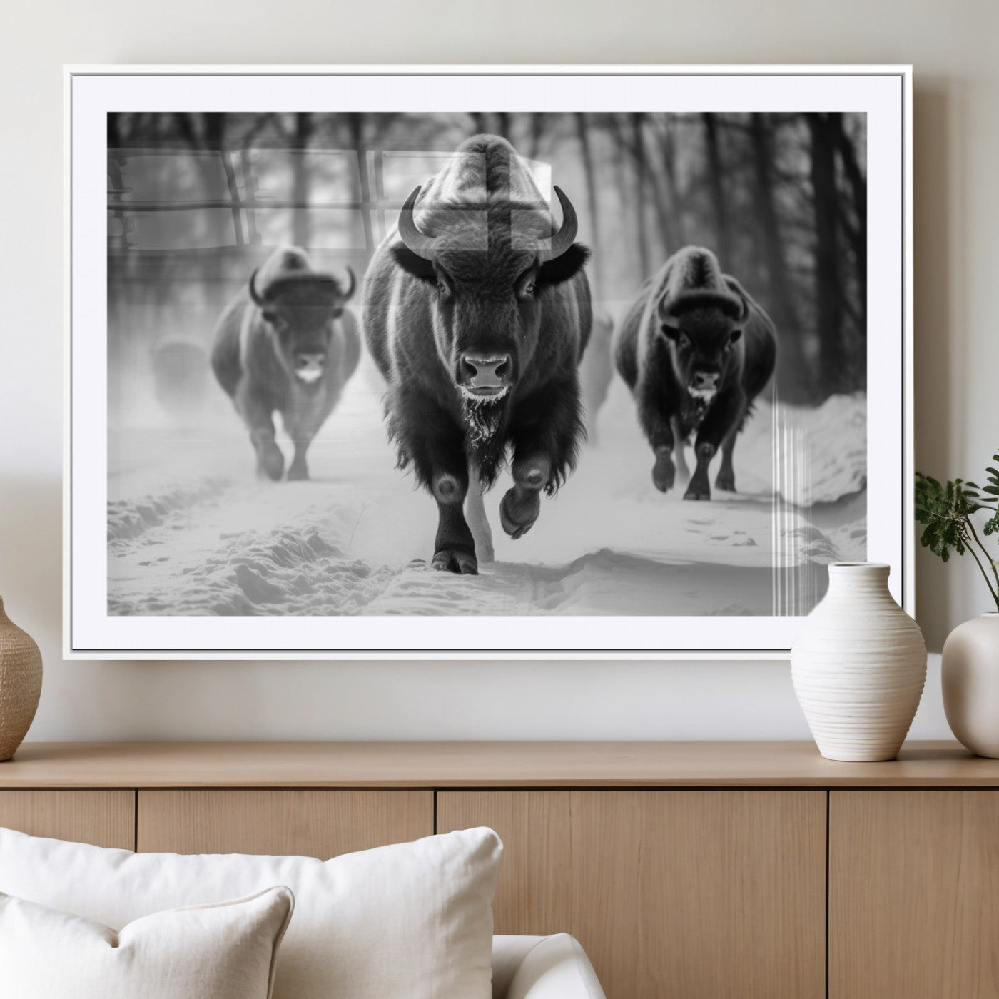 MGC-FP-36x24 - Buffalo Wall Art Canvas Print, Bison Family Wall Art Canvas Print