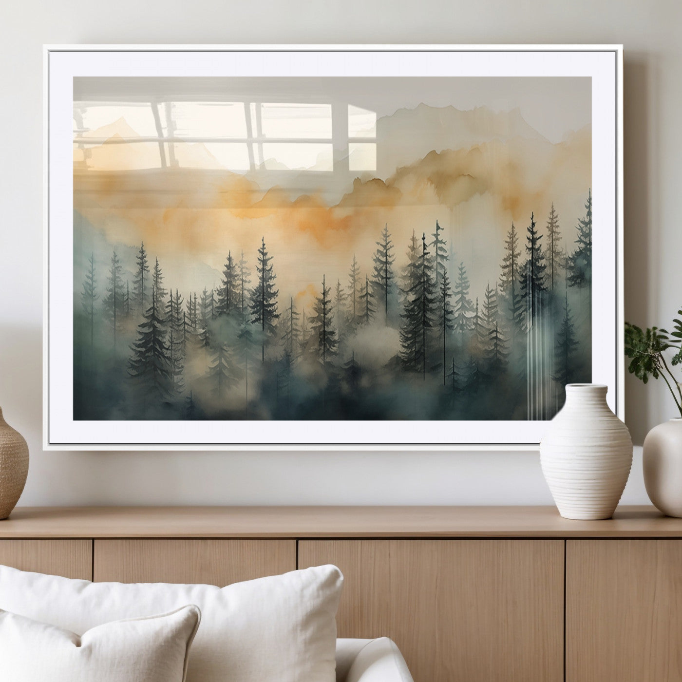 34155-MGV-CV-36X24-Abstract Forest Print - Mountain Wall Art | Autumn Landscape Canvas Print for Living Room, Bedroom, or Office | Large Wall Art Decor