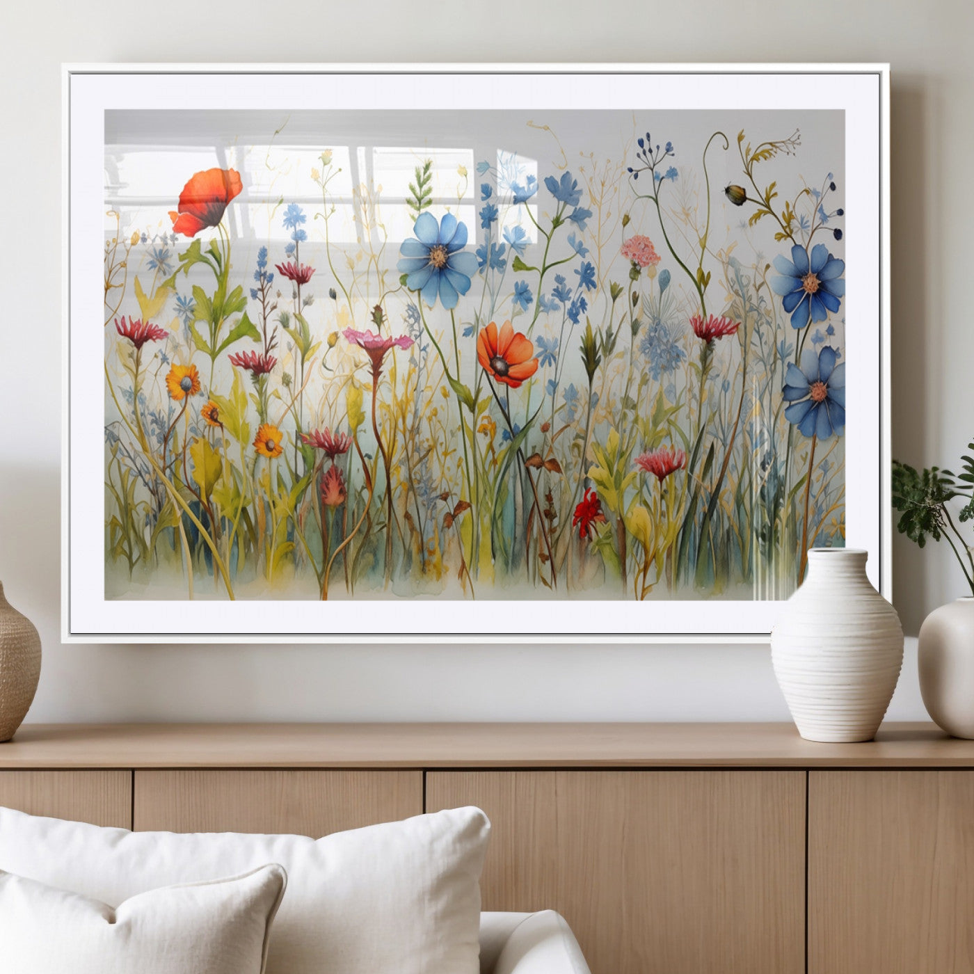 MGC-FP-36x24 - Colorful Wildflower Canvas Wall Art - Vibrant Floral Botanical Print, Bright Nature Decor for Living