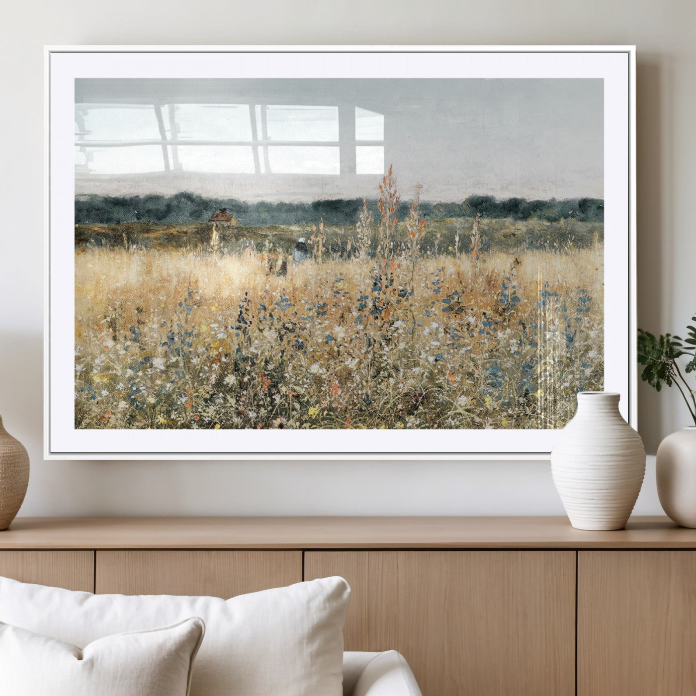 -Wildflower Field Wall Art Canvas | Nature-Inspired Landscape Canvas Print for Living Room or Office