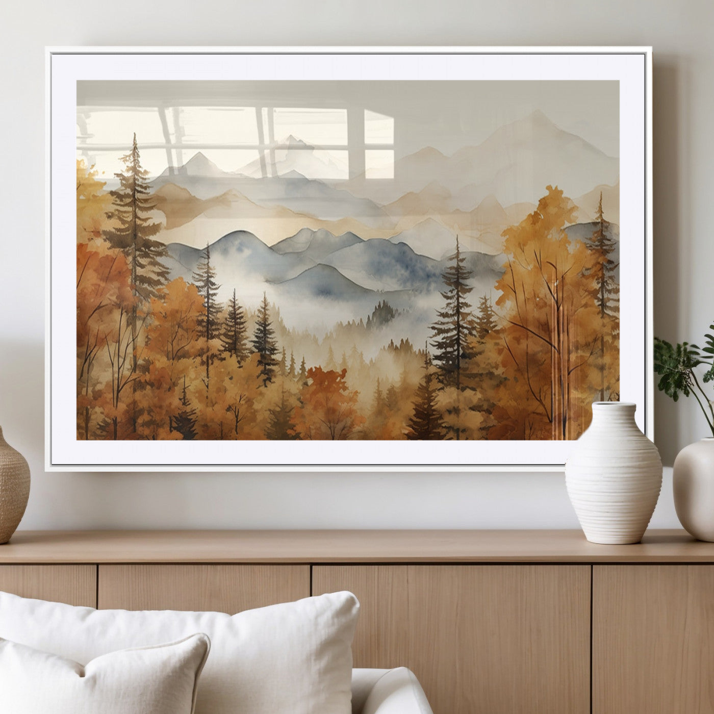 MGC-FP-36x24 - Golden Autumn Forest Wall Art Canvas | Mountain Landscape Canvas Print for Living Room or Bedroom |