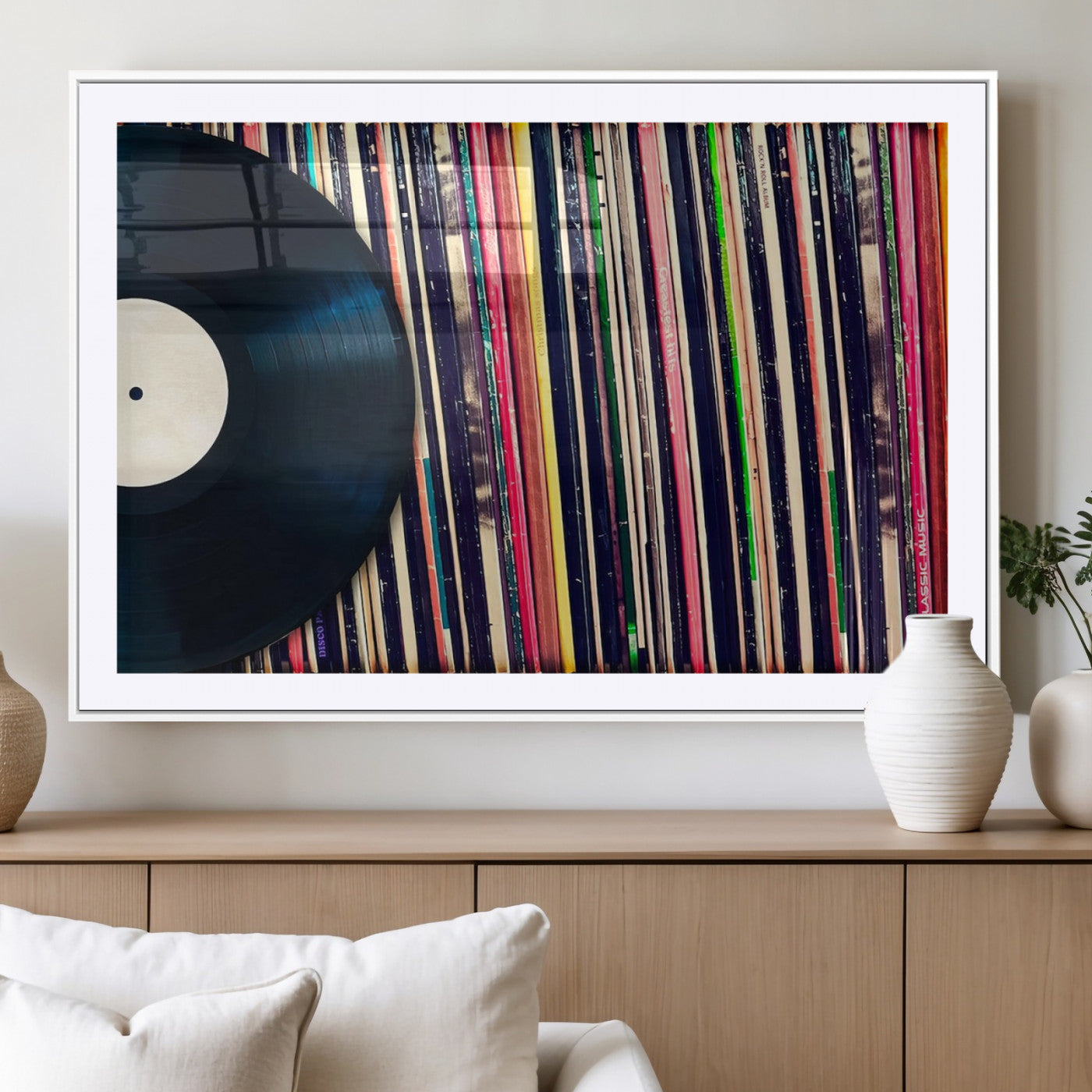 MGC-FP-36x24 - Vinyl Record and Album Collection Canvas Wall Art - Retro Music Decor, Vintage Vinyl, Vinyl Record