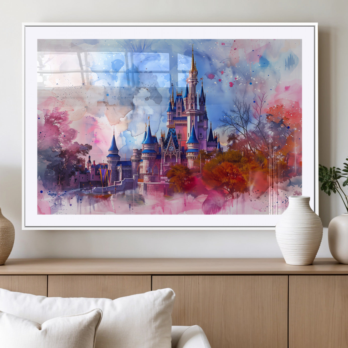 MGC-FP-36x24 - Disney Wall Art: Dreamy Watercolor Cinderella Castle Canvas Print