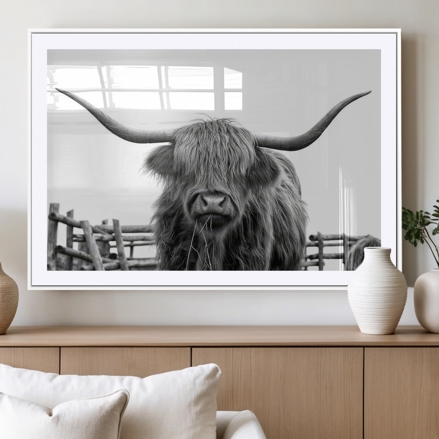 -Longhorn Canvas Print, Bighorn Cow Wall Art Canvas Print