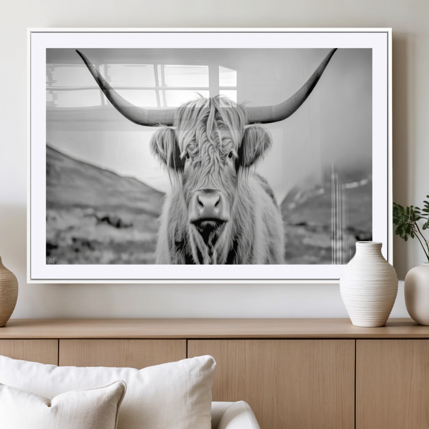 -Scottish Cow Wall Art Canvas Print