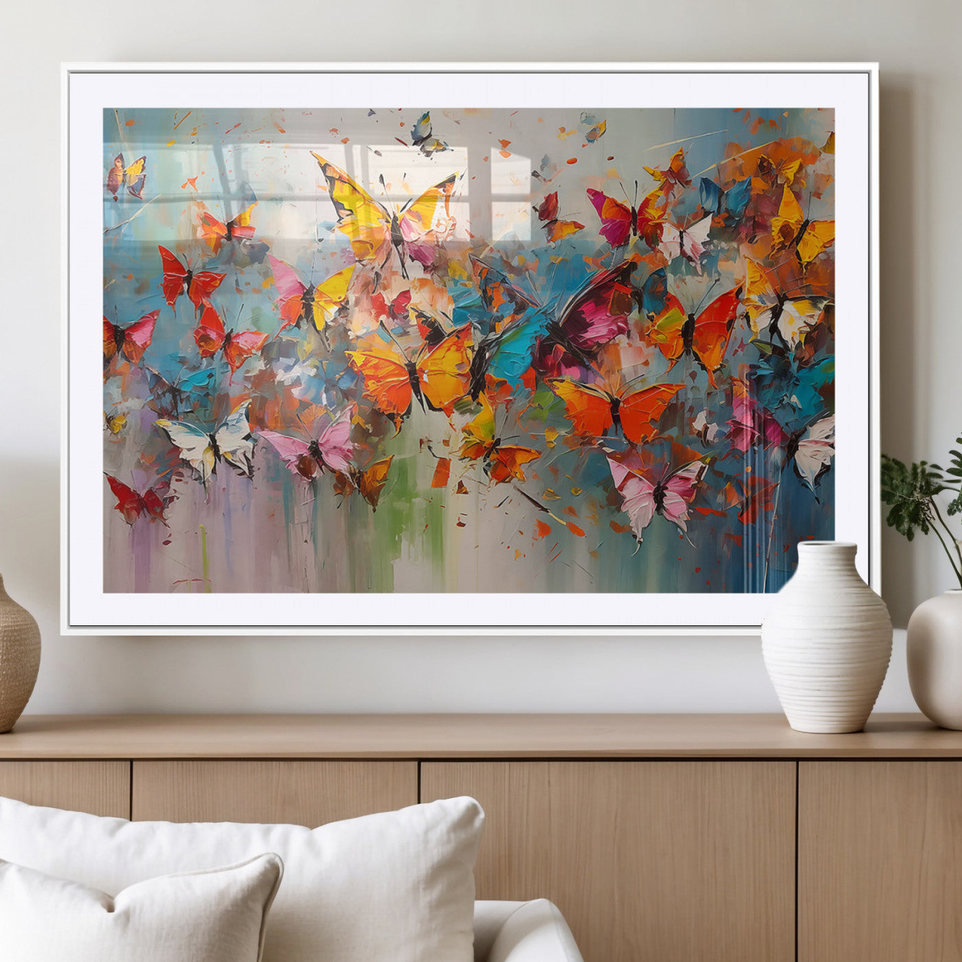 -Abstract Butterfly Wall Art Canvas Print