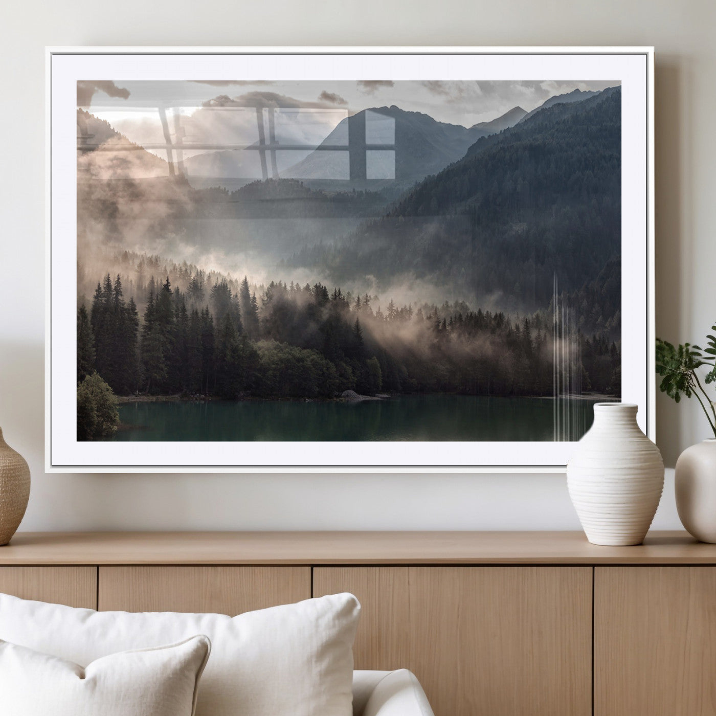 MGC-FP-36x24 - Foggy Mountain Canvas Print Forest Wall Art