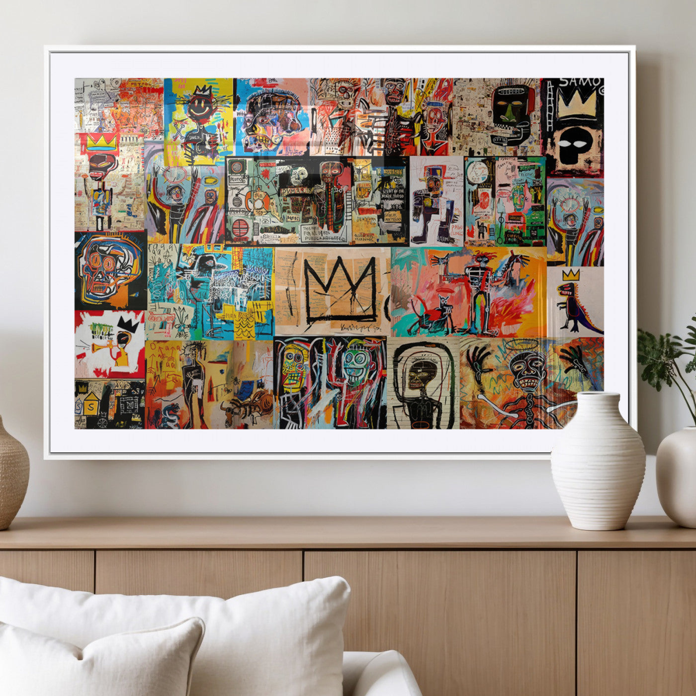 MGC-FP-36x24 - Abstract Art Collage Wall Art Canvas Print – Framed, Ready to Hang, Urban Graffiti Style