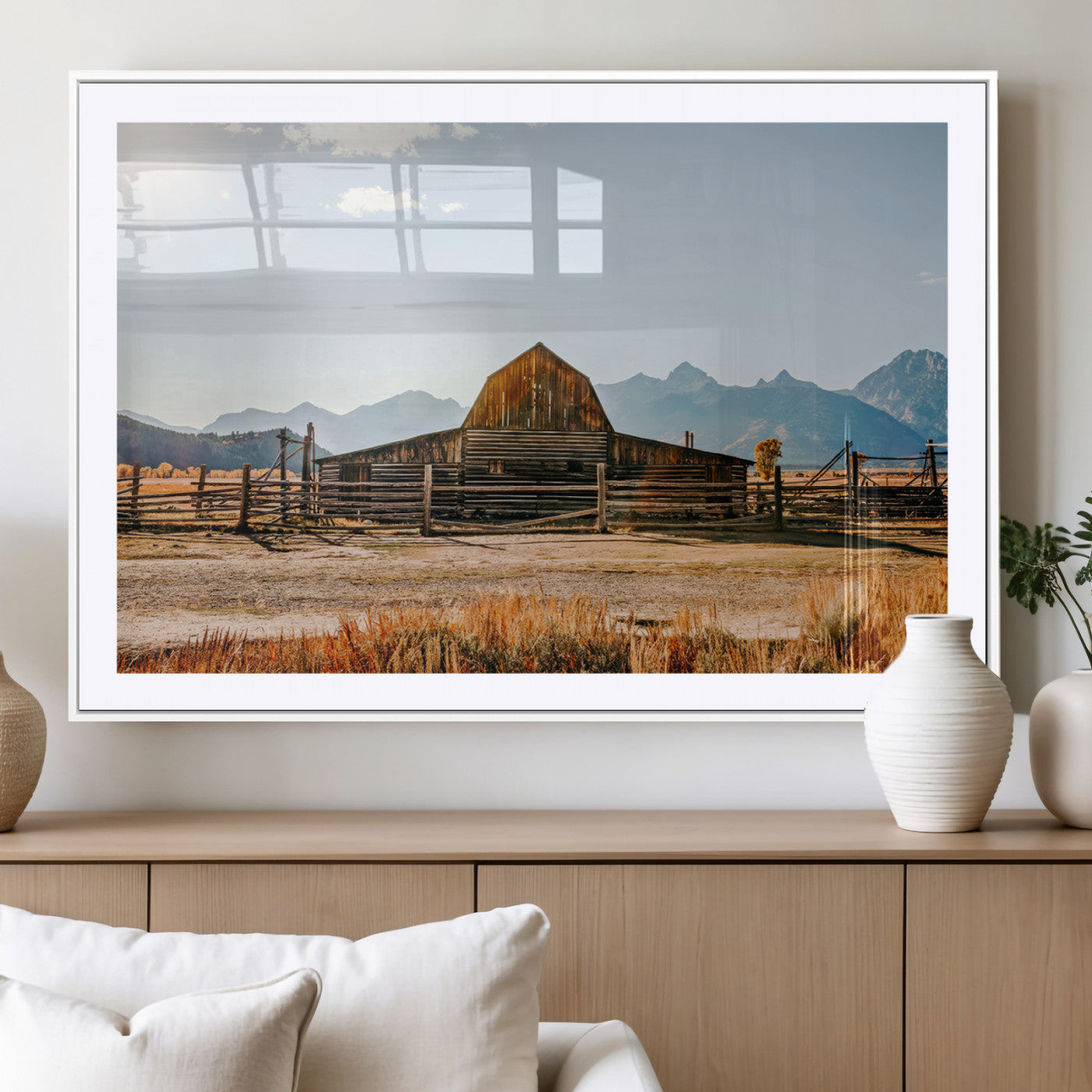 MGC-FP-36x24 - Vintage Old Barn Field Wall Art Canvas Print for Farmhouse Decor - Rustic Barn Wall Art Canvas Print