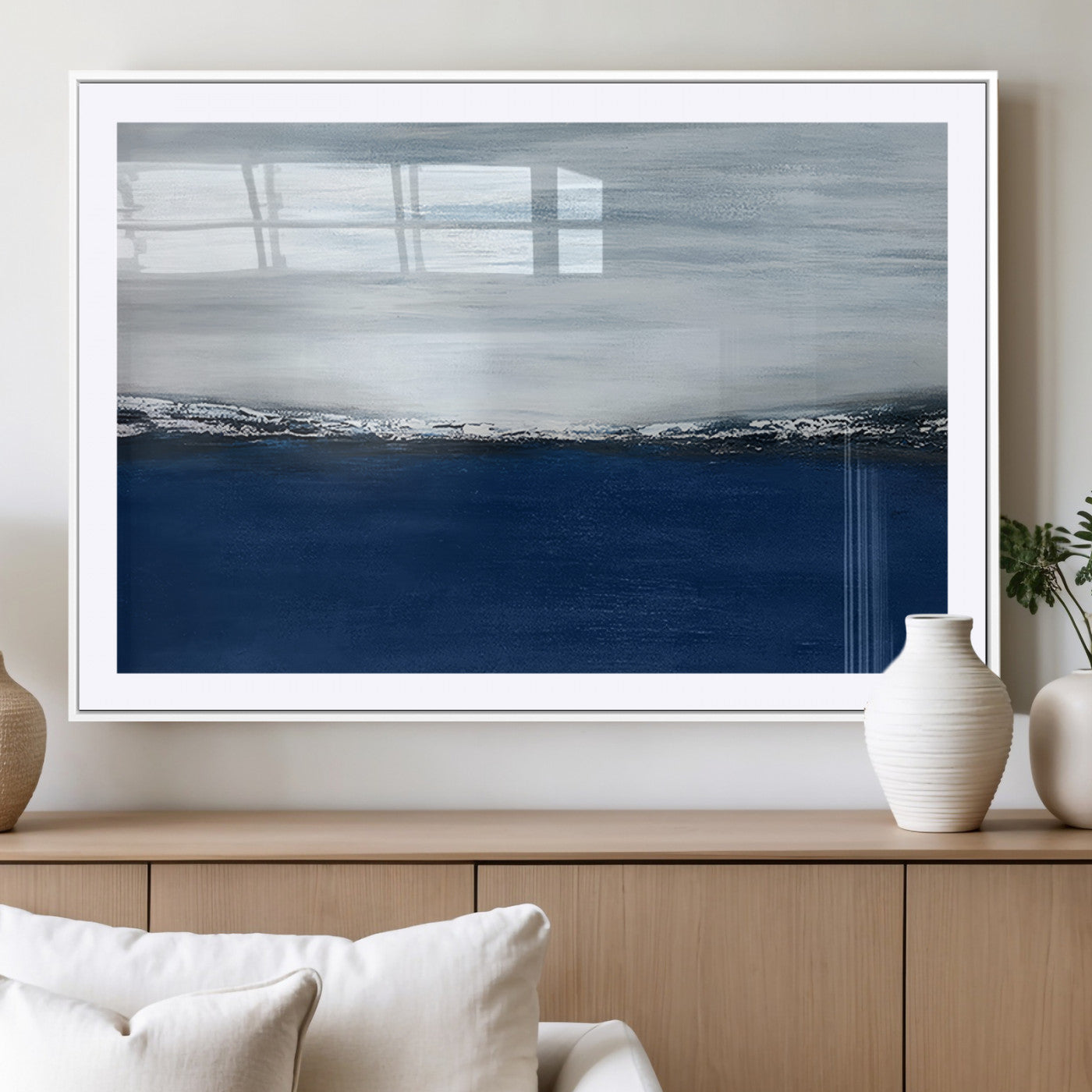 -Navy Blue Abstract Wall Art Canvas Print