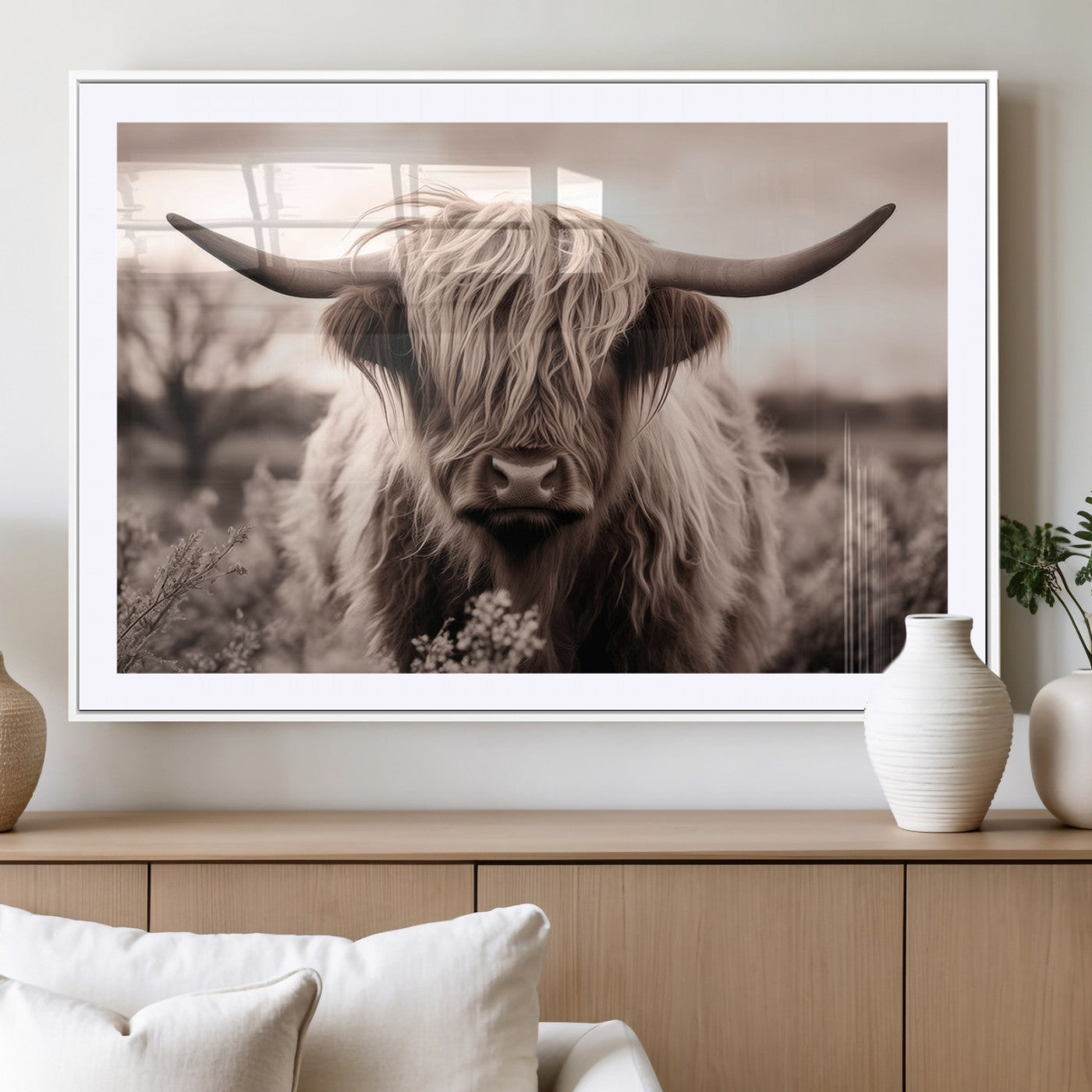 MGC-FP-36x24 - Scottish Cow Longhorn Wall Art Canvas Print