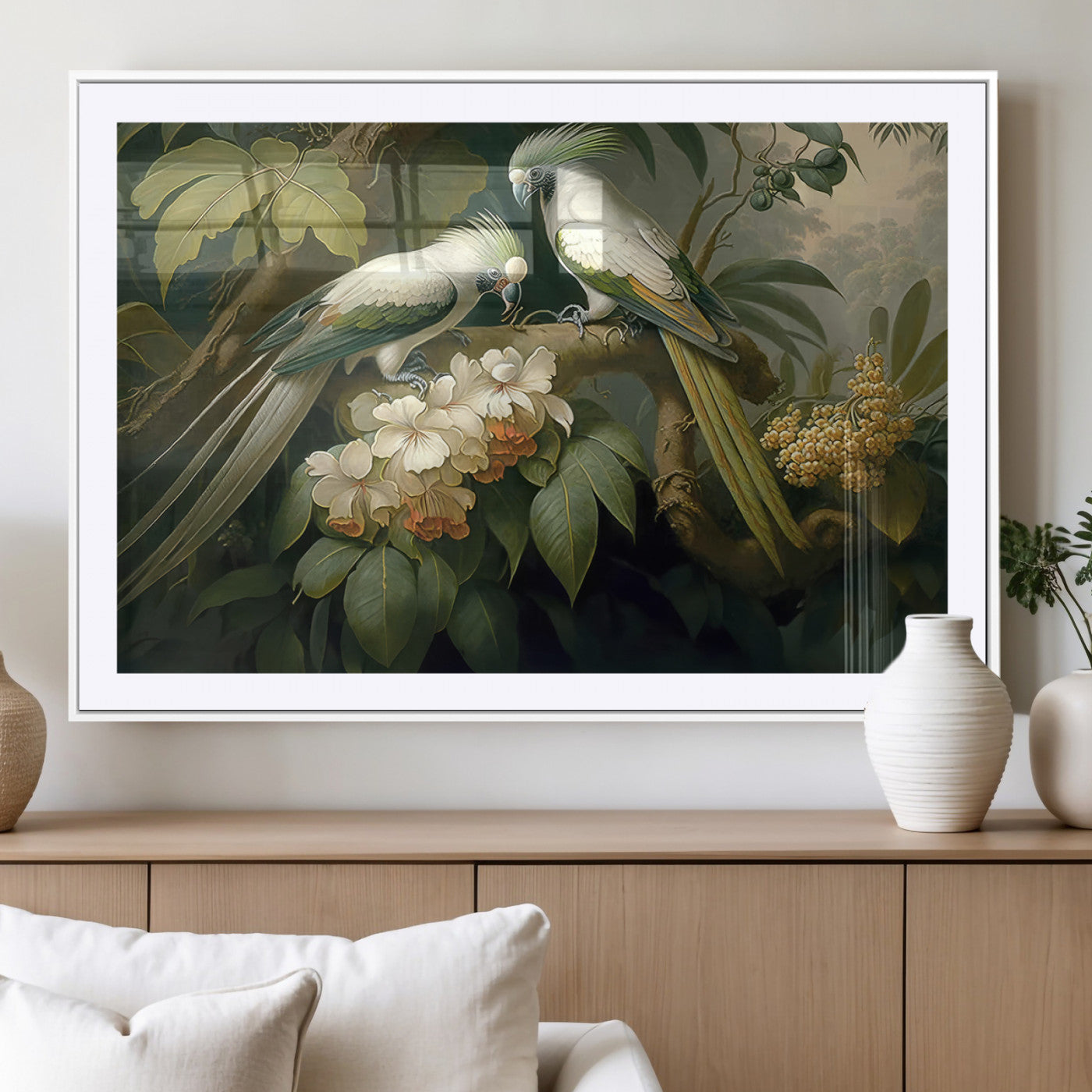 -Tropical Paradise Print Wall Art Stunning Artwork of a Parrot in a Lush Forest with Beautiful