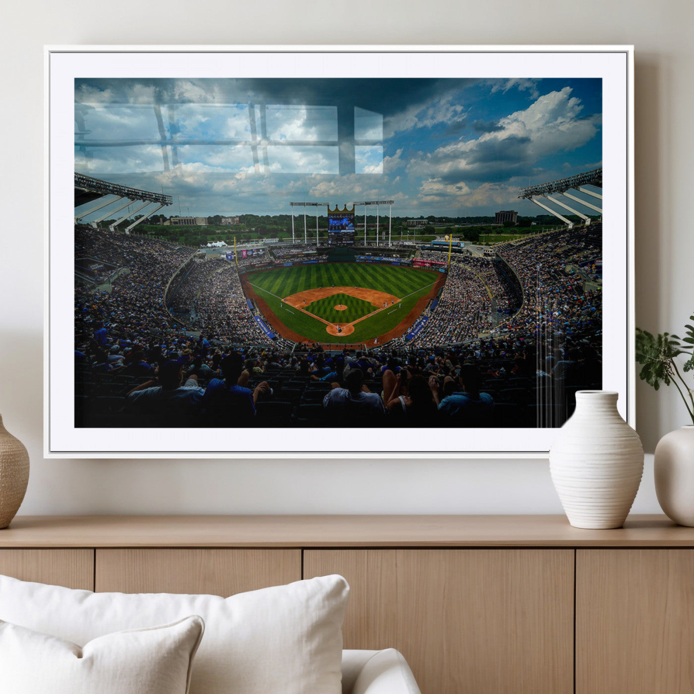 MGC-FP-36x24 - 3-Panel Kauffman Stadium Wall Art Print | Large Kansas City Royals Baseball Canvas Print for Sports