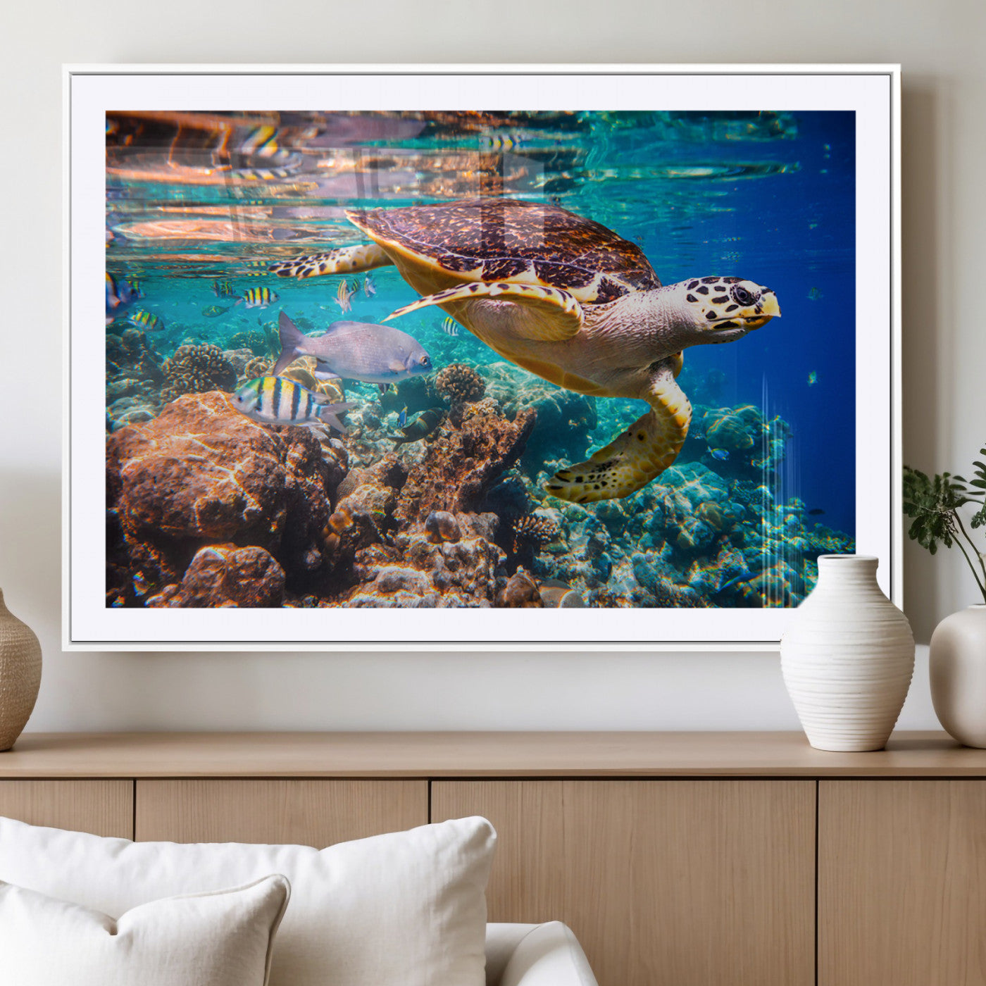 MGC-FP-36x24 - Sea Turtle Wall Art Canvas Print – Vibrant Ocean Coral Reef Décor, Ready to Hang
