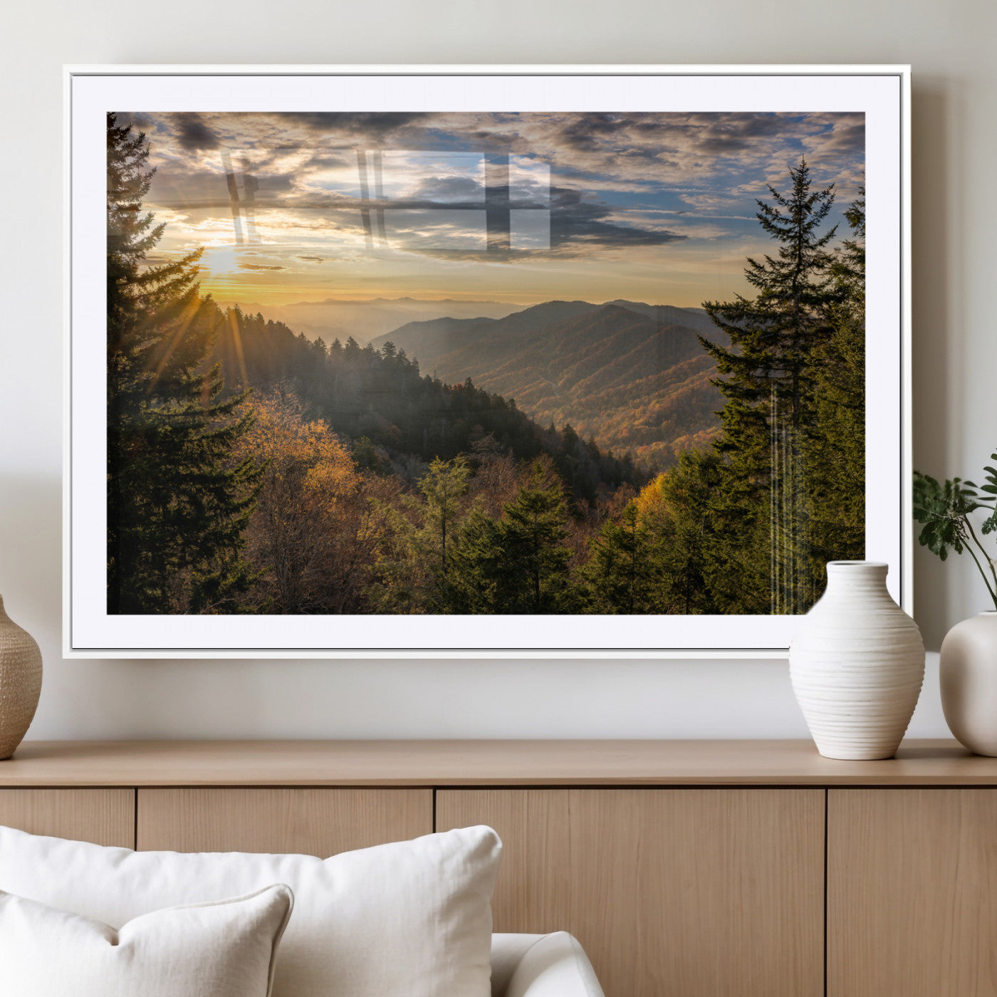 MGC-FP-36x24 - Sunrise Over the Smoky Mountains Canvas Wall Art – Breathtaking Scenic Landscape Photography in a