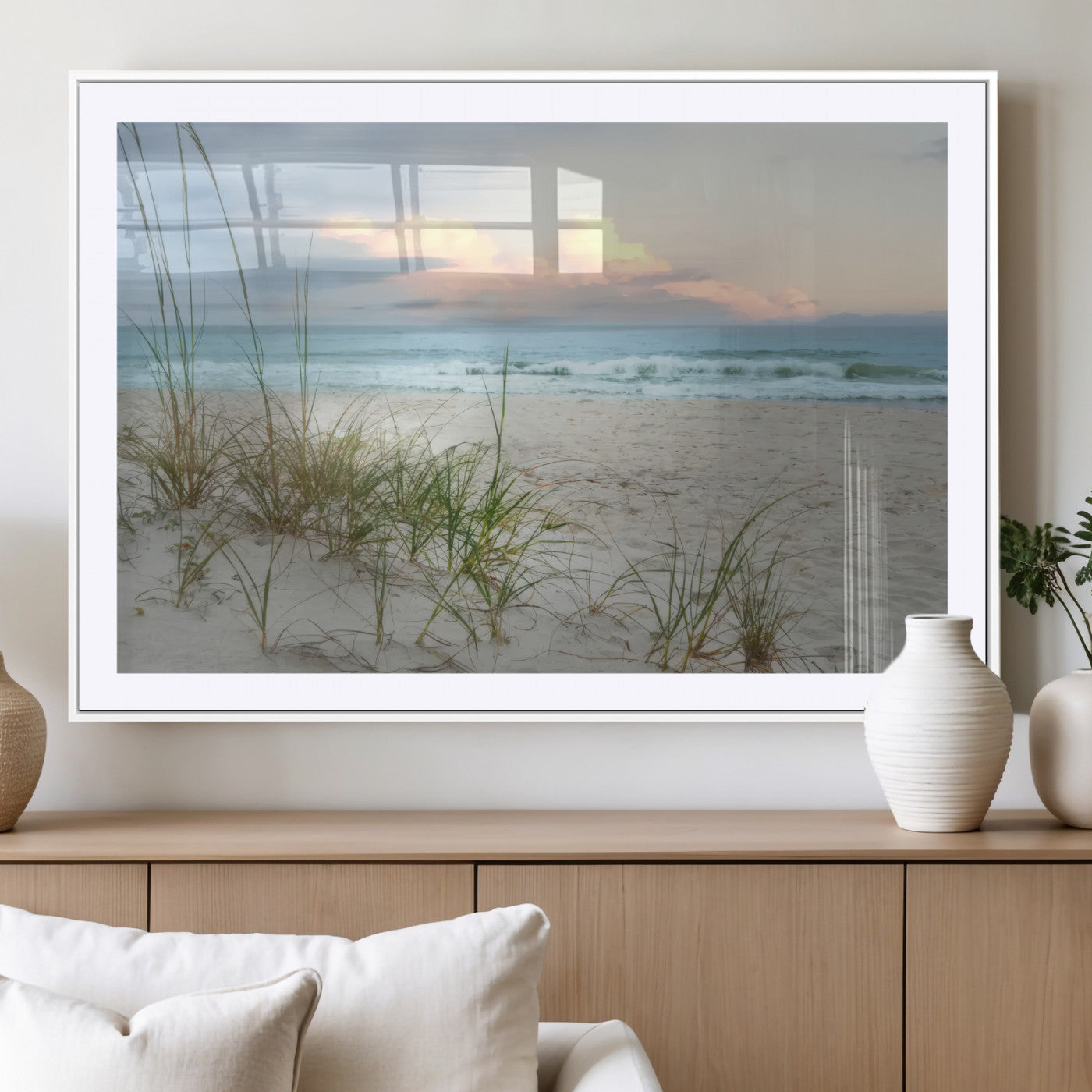 MGC-FP-36x24 - Flight Over Coastal Beach Landscape, Flight Over Coastal Beach Print Canvas Wall Art