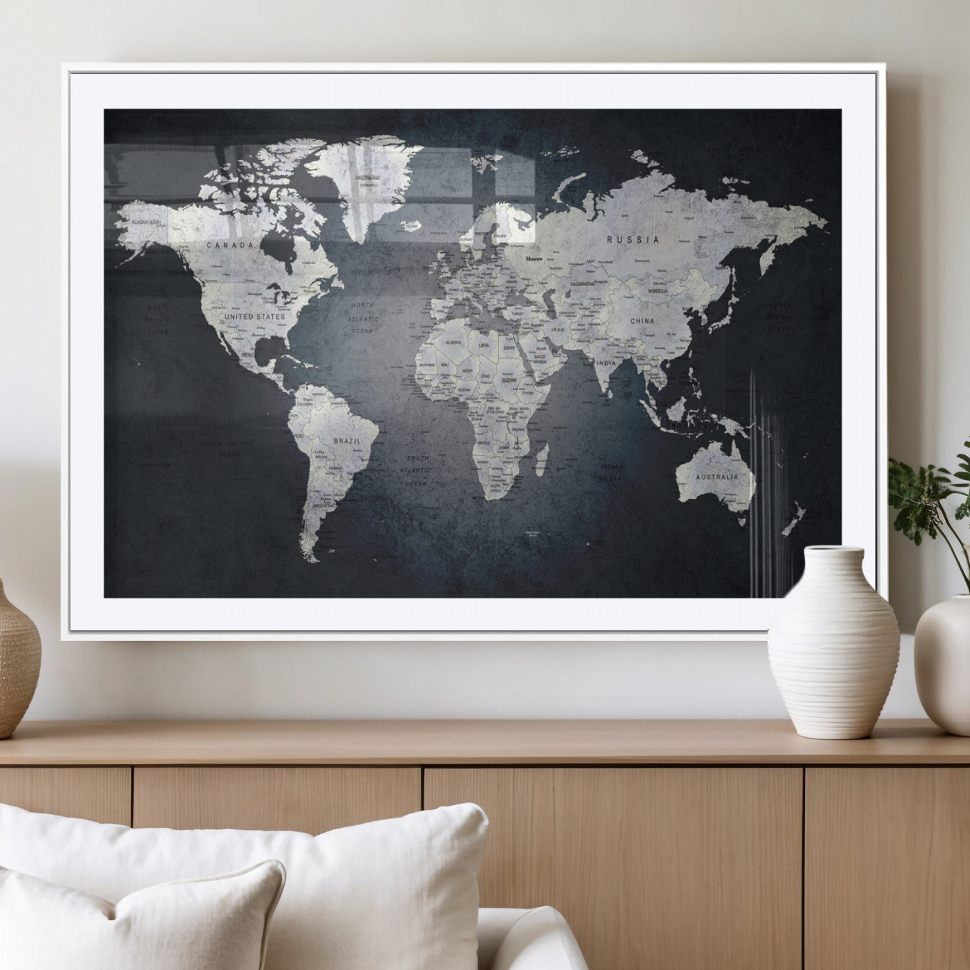 MGC-FP-36x24 - World Map Wall Art Canvas Print for Home and Office Decor