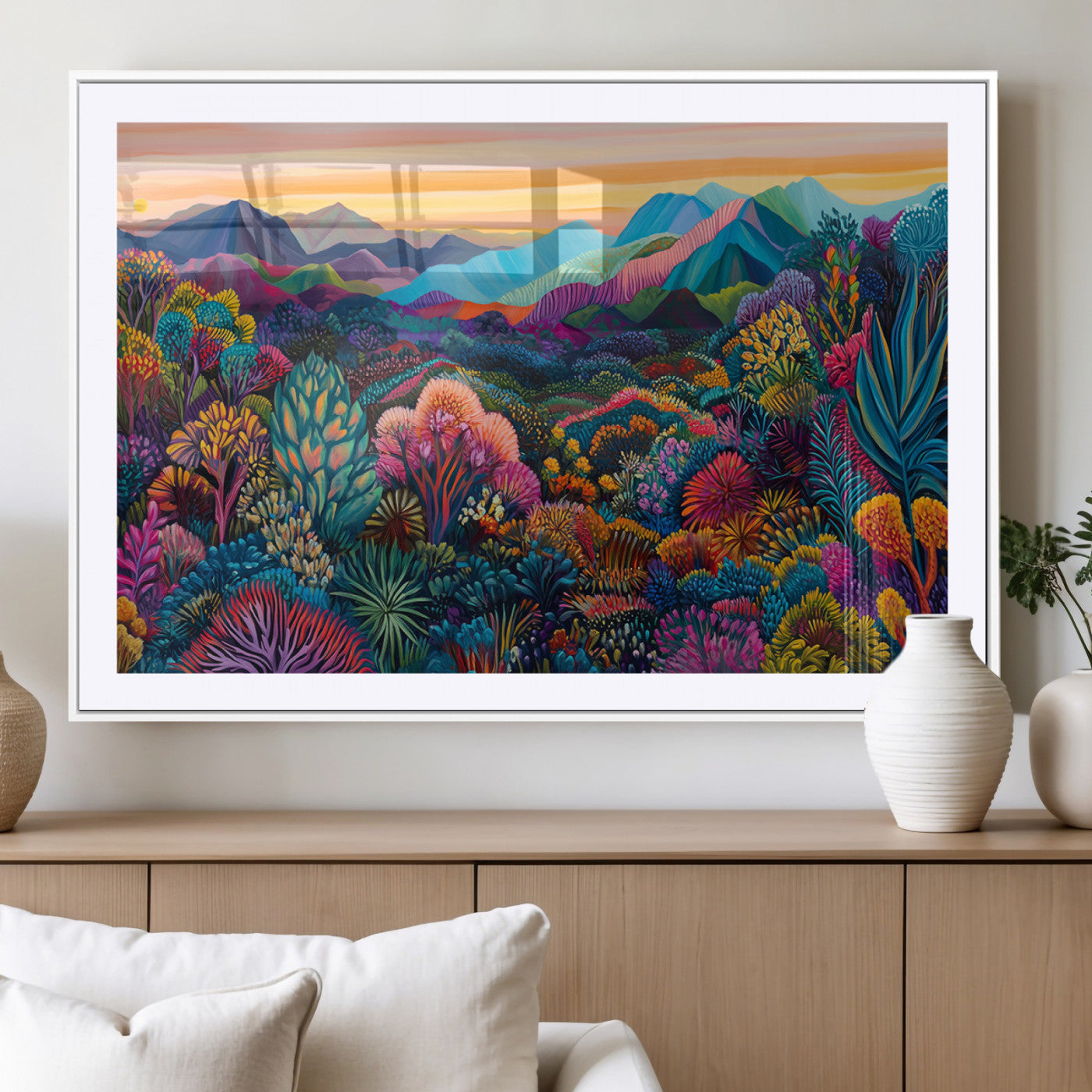 MGC-FP-36x24 - Colorful Abstract Landscape Wall Art Print Canvas - Vibrant Modern Decor for Living Room, Office, or