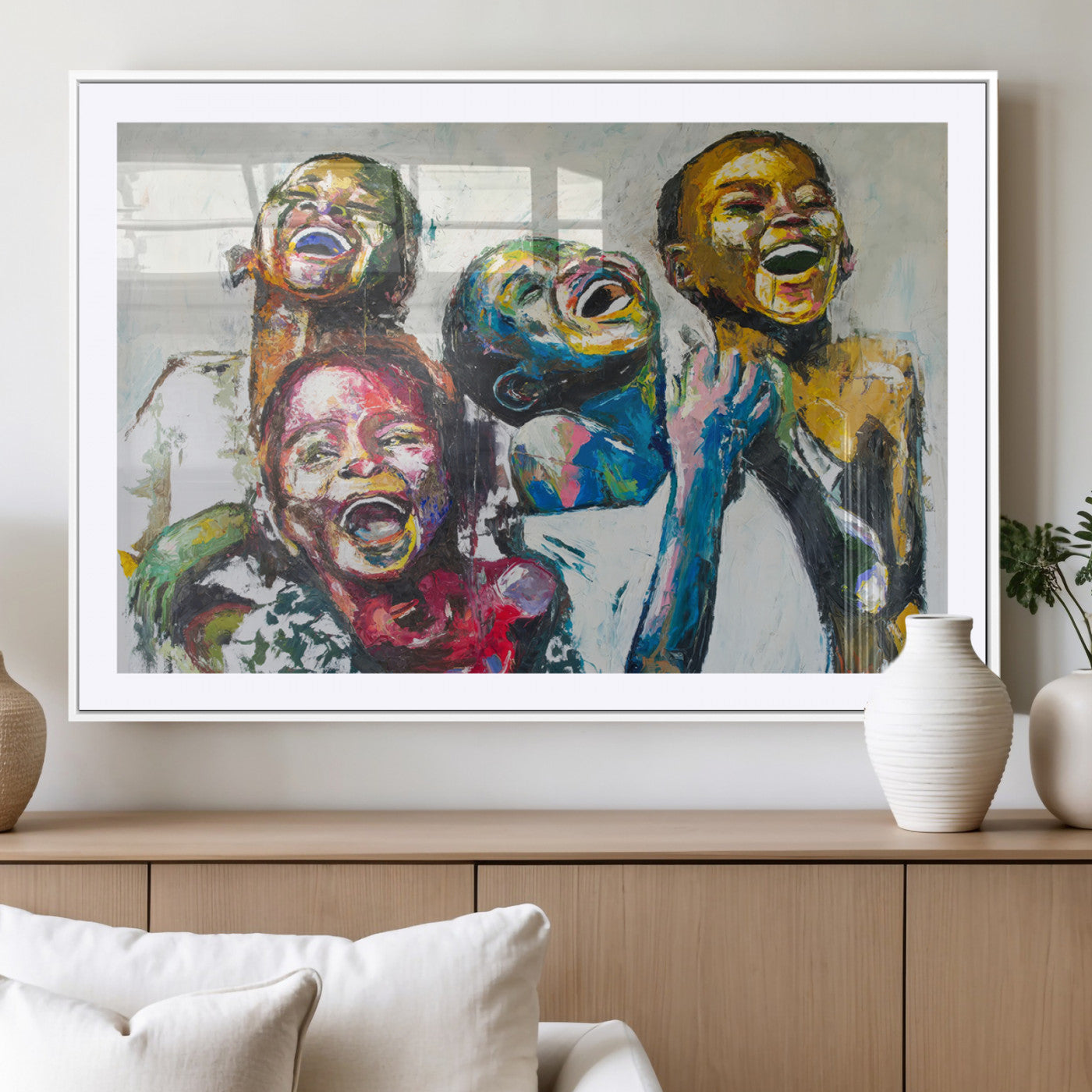 MGC-FP-36x24 - Shai Yossef Style Canvas Art - Joyful African Black Kids Impasto Painting with Vibrant Brushstrokes,
