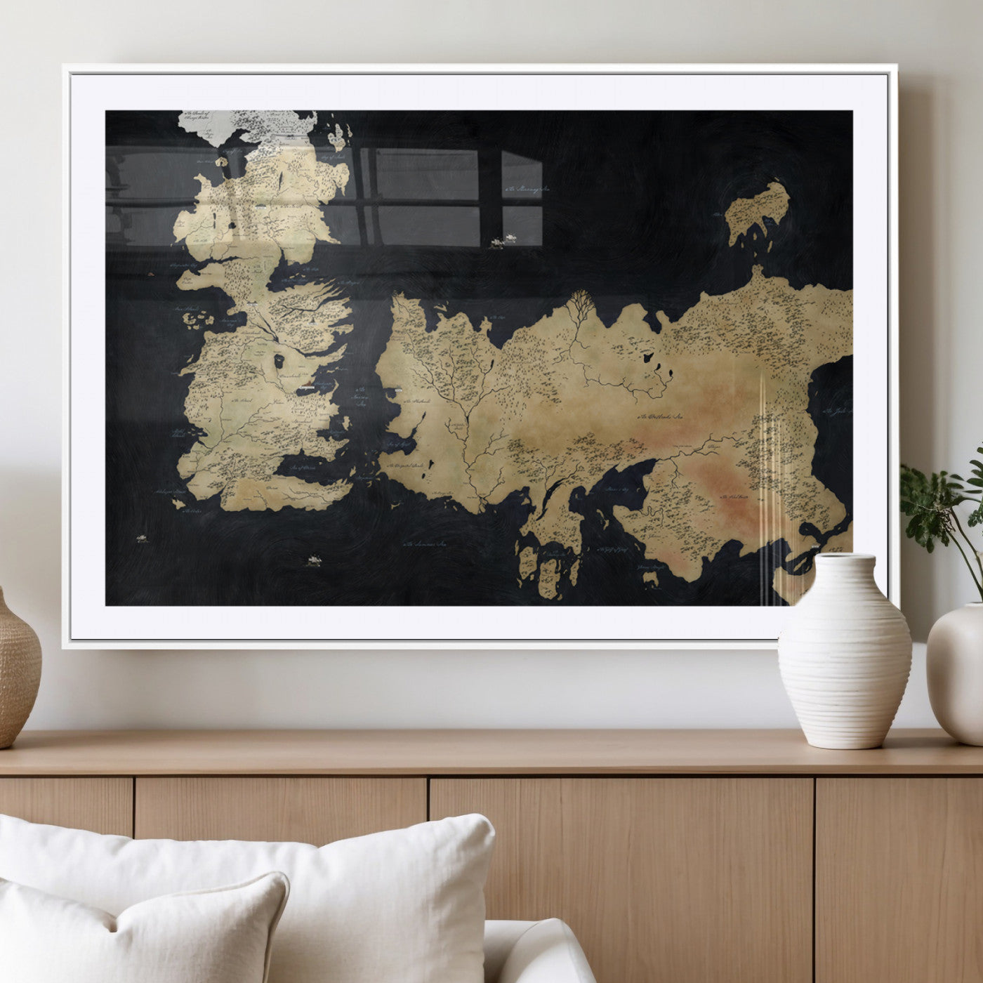 MGC-FP-36x24 - Push Pin World Map Canvas Print – Framed Wall Art for Couples to Track Their Travels – Anniversary