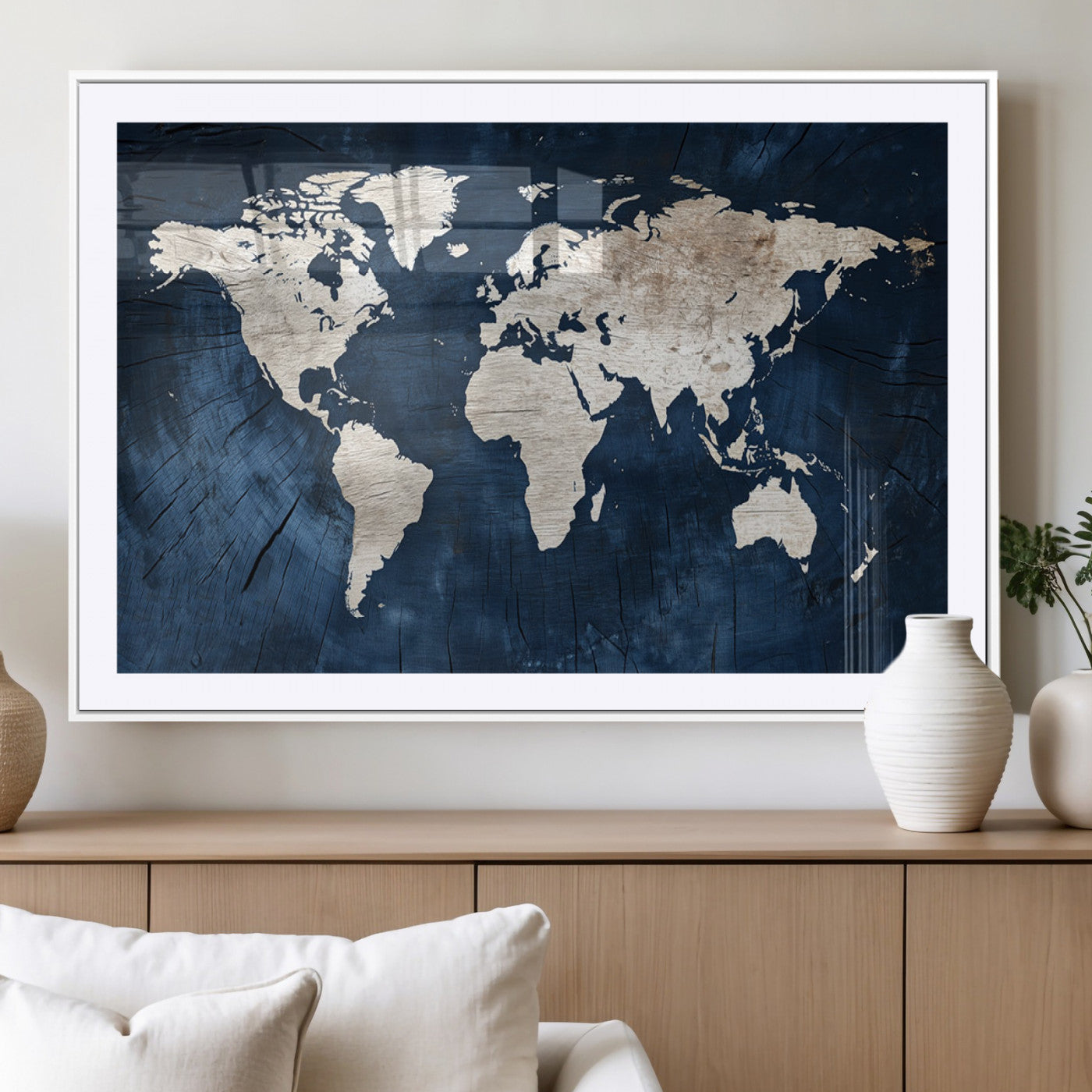 MGC-FP-36x24 - Push Pin World Map Canvas Print – Framed Wall Art for Couples to Track Their Travels – Anniversary