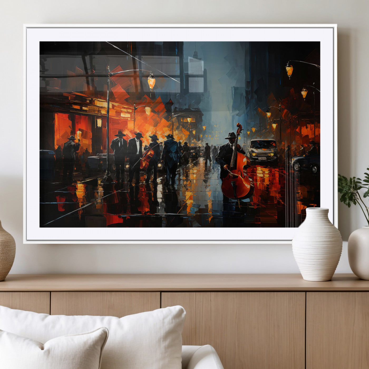 MGC-FP-36x24 - Winston Porter Jazz Wall Art - African American Music Canvas - Abstract Colorful Music Art - Framed