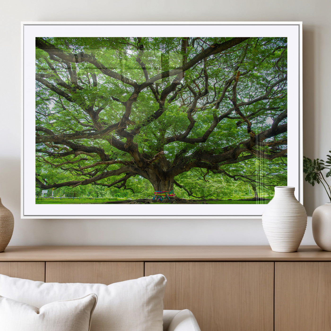 MGC-FP-36x24 - Oak Tree Wall Art Print, Forest Canvas Wall Art for Home and Office, Framed Angel Oak Tree Canvas