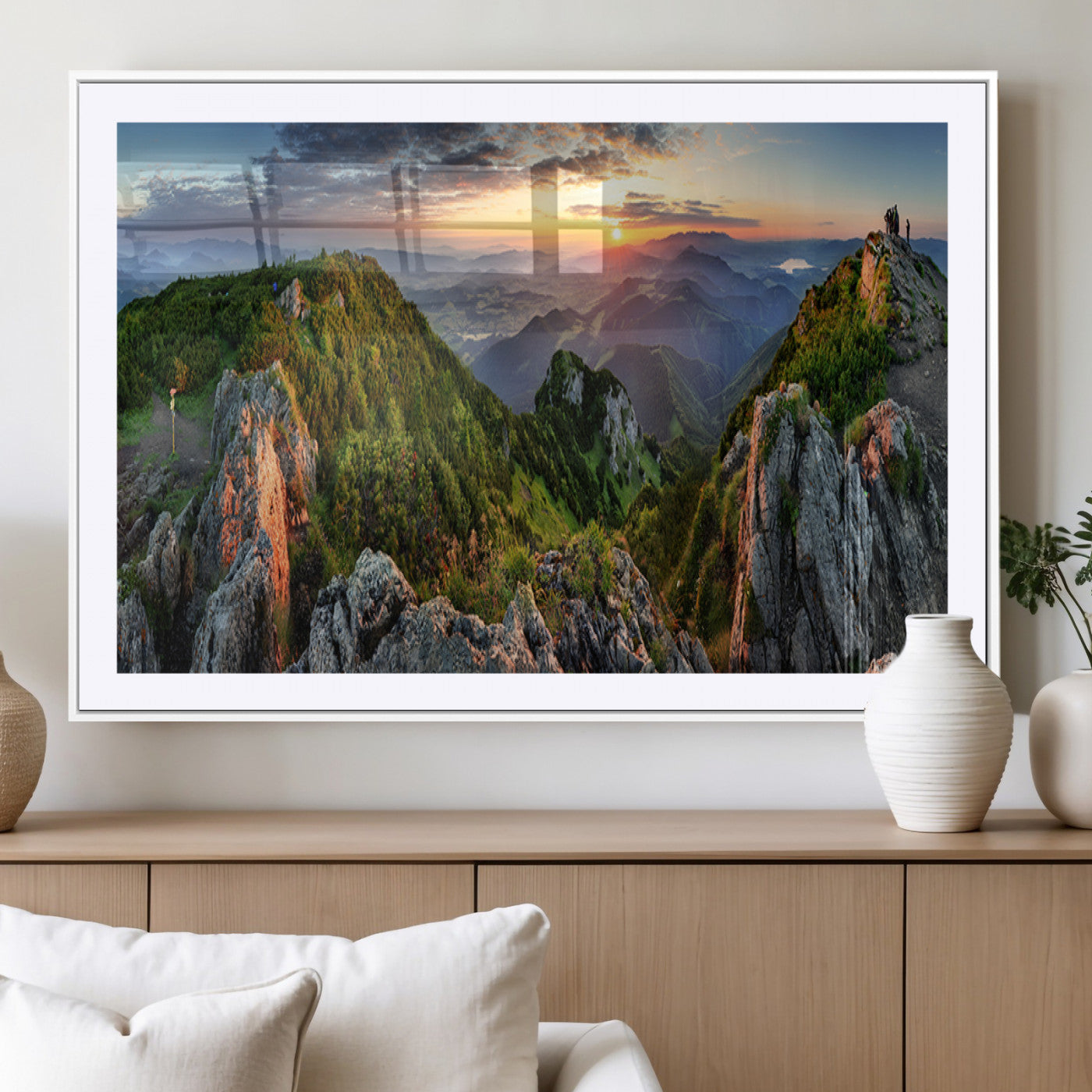 MGC-FP-36x24 - Mountain Sunset Panoramic Canvas Print – Scenic Wilderness Landscape, Majestic Summit , Multi-Panel